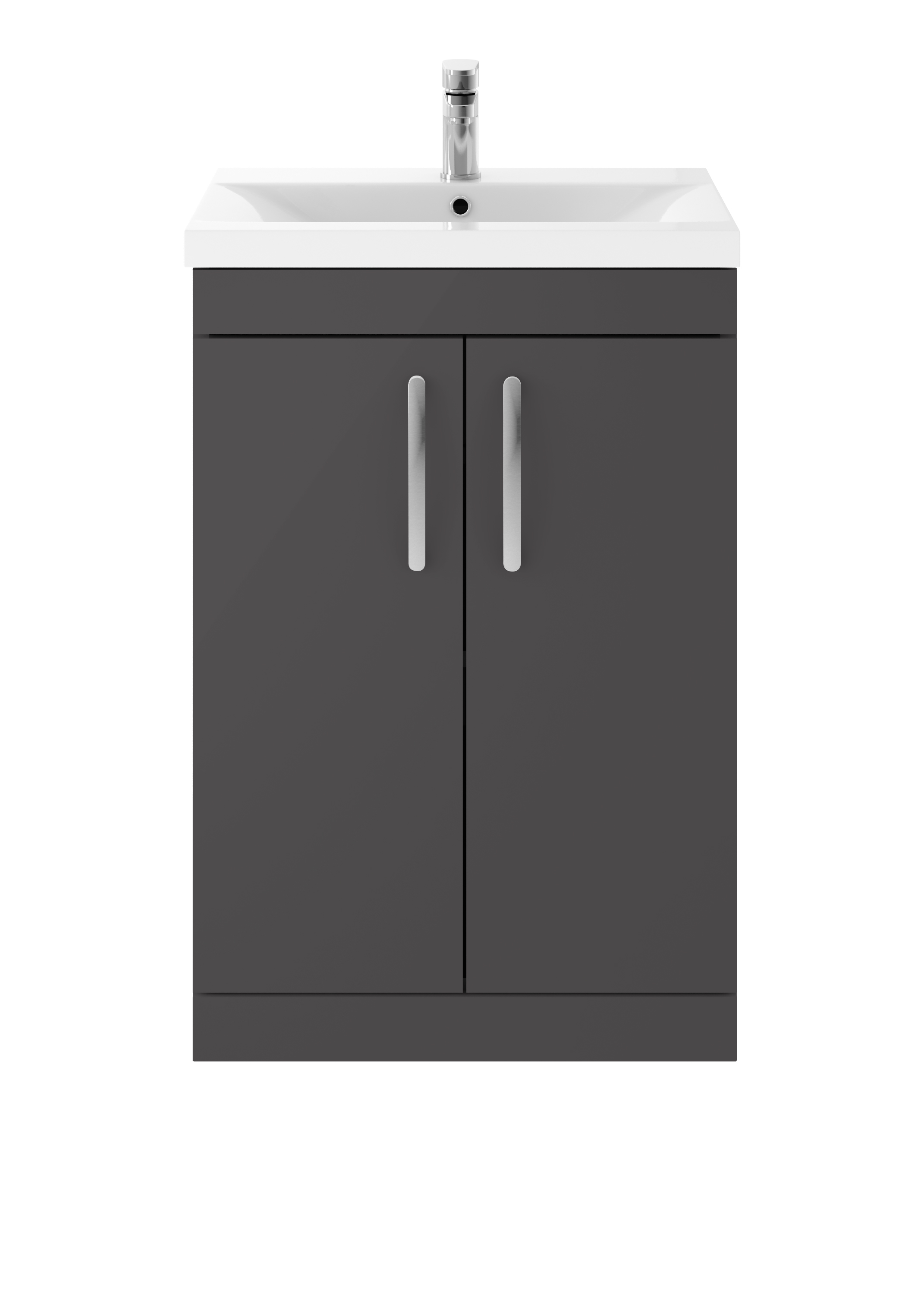 Nuie Athena Gloss Grey 600mm Floor Standing Vanity Unit with Mid Edge Basin ATH075A