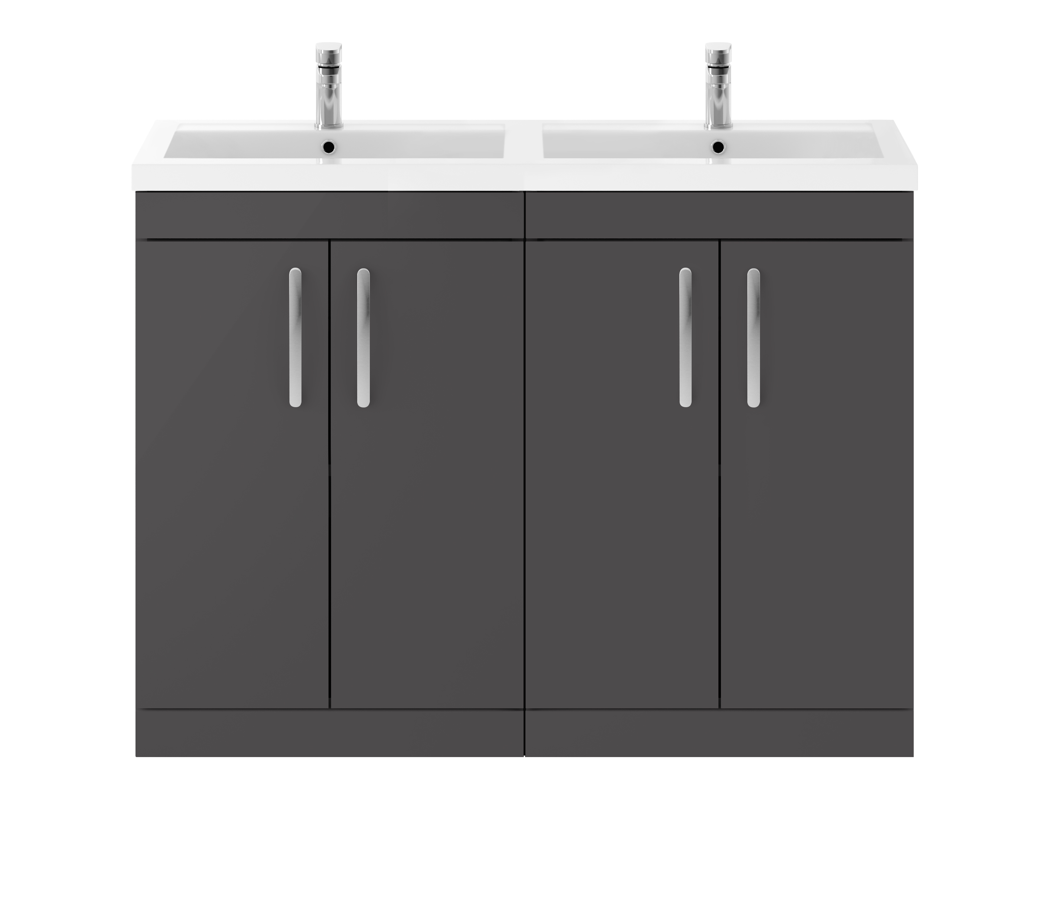 Nuie Athena Gloss Grey 1200mm Floor Standing Vanity Unit with Double Basin ATH075C
