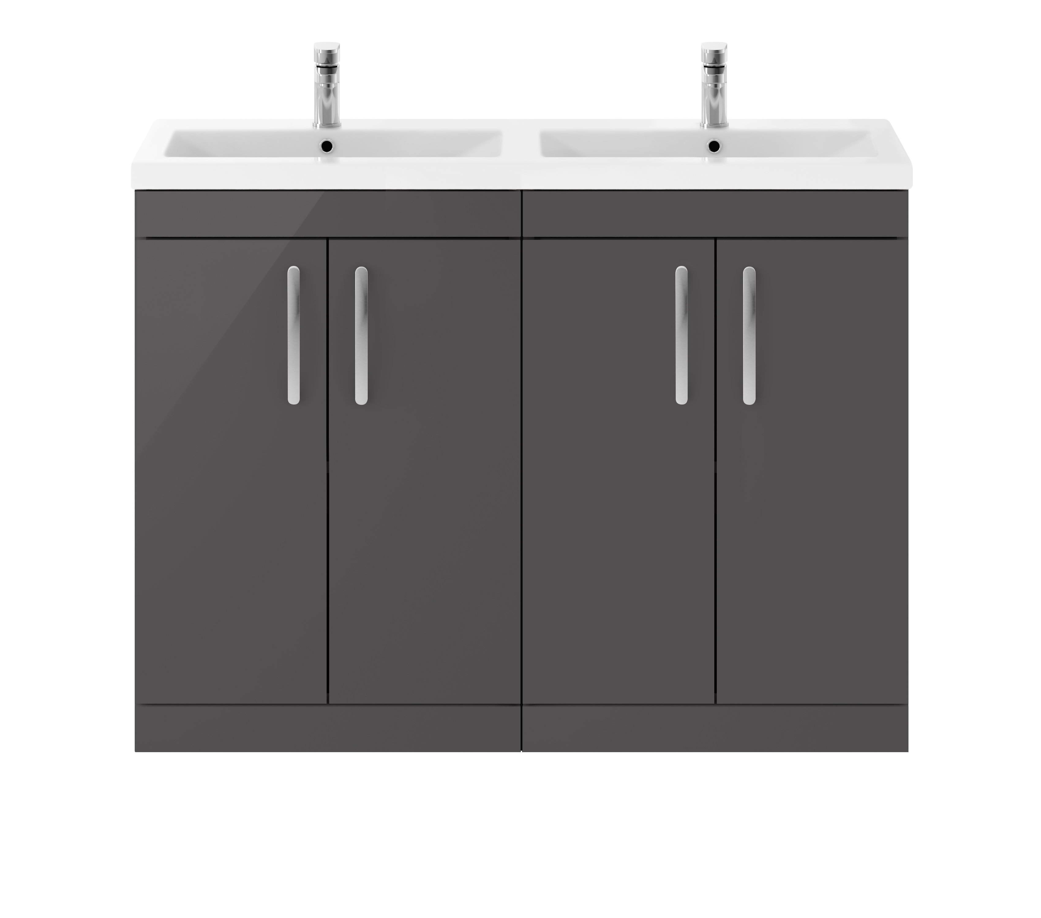 Nuie Athena Gloss Grey 1200mm Floor Standing Vanity Unit with Double Ceramic Basin ATH075F
