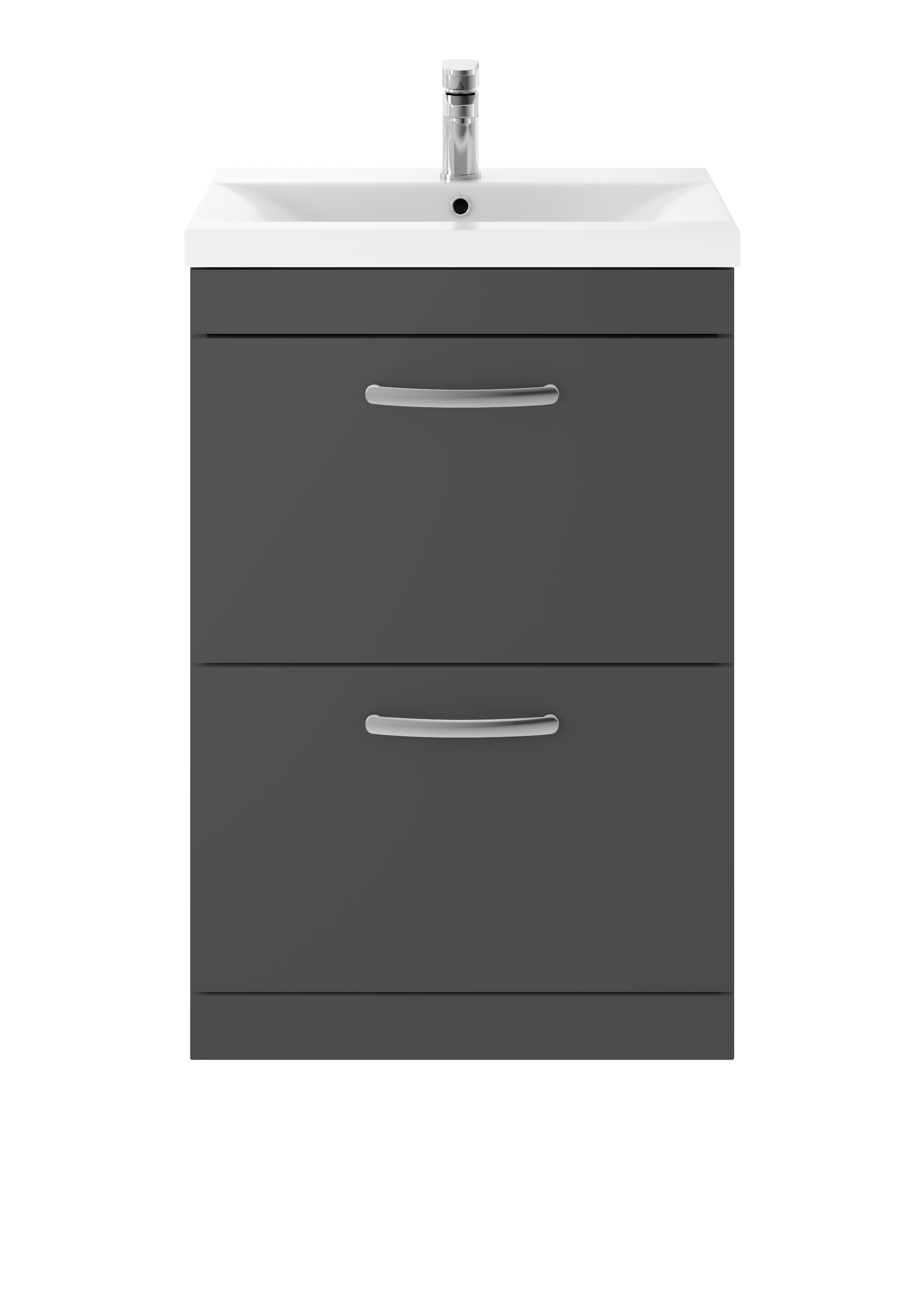 Nuie Athena Gloss Grey 600mm Floor Standing Vanity Unit with Mid Edge Basin ATH076A