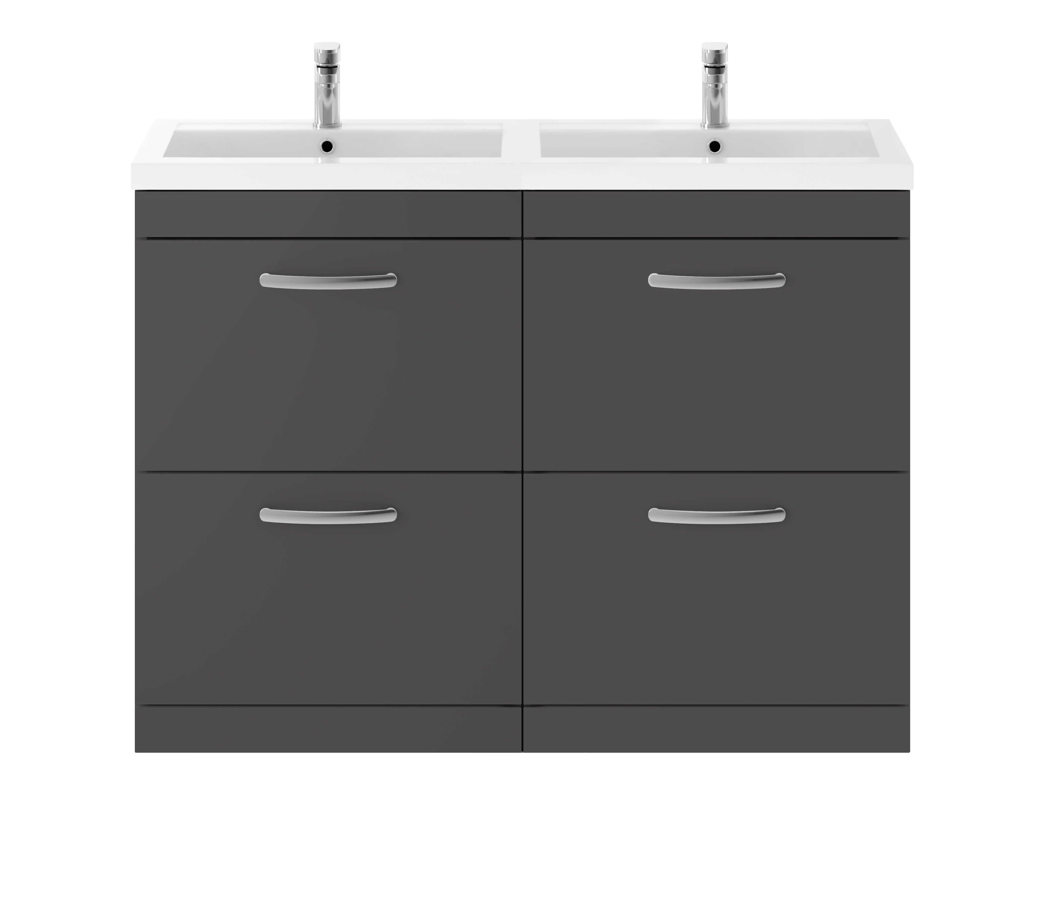 Nuie Athena Gloss Grey 1200mm Floor Standing Vanity Unit with Double Basin ATH076C