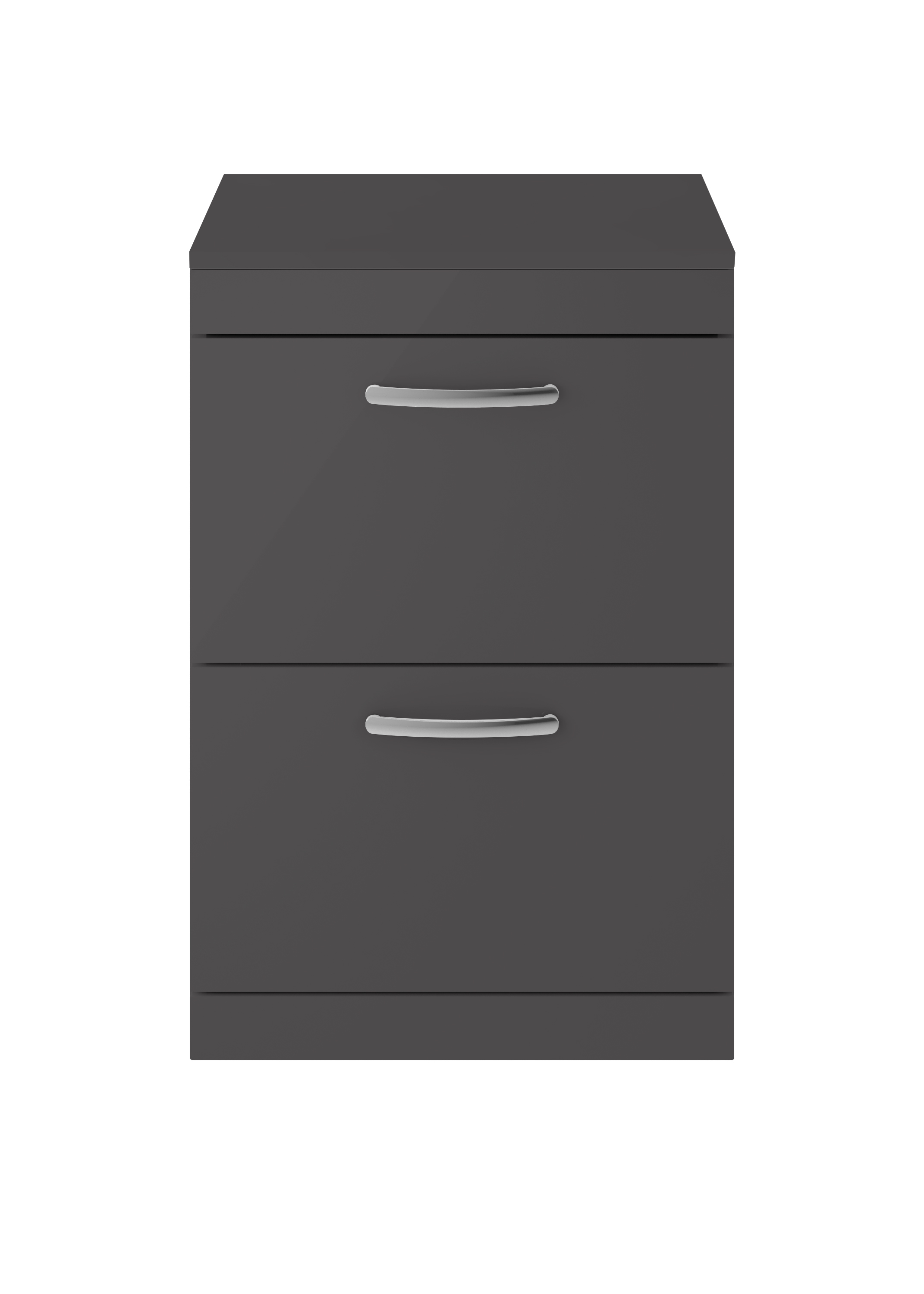 Nuie Athena Gloss Grey 600mm Floor Standing Vanity Unit with Worktop ATH076W