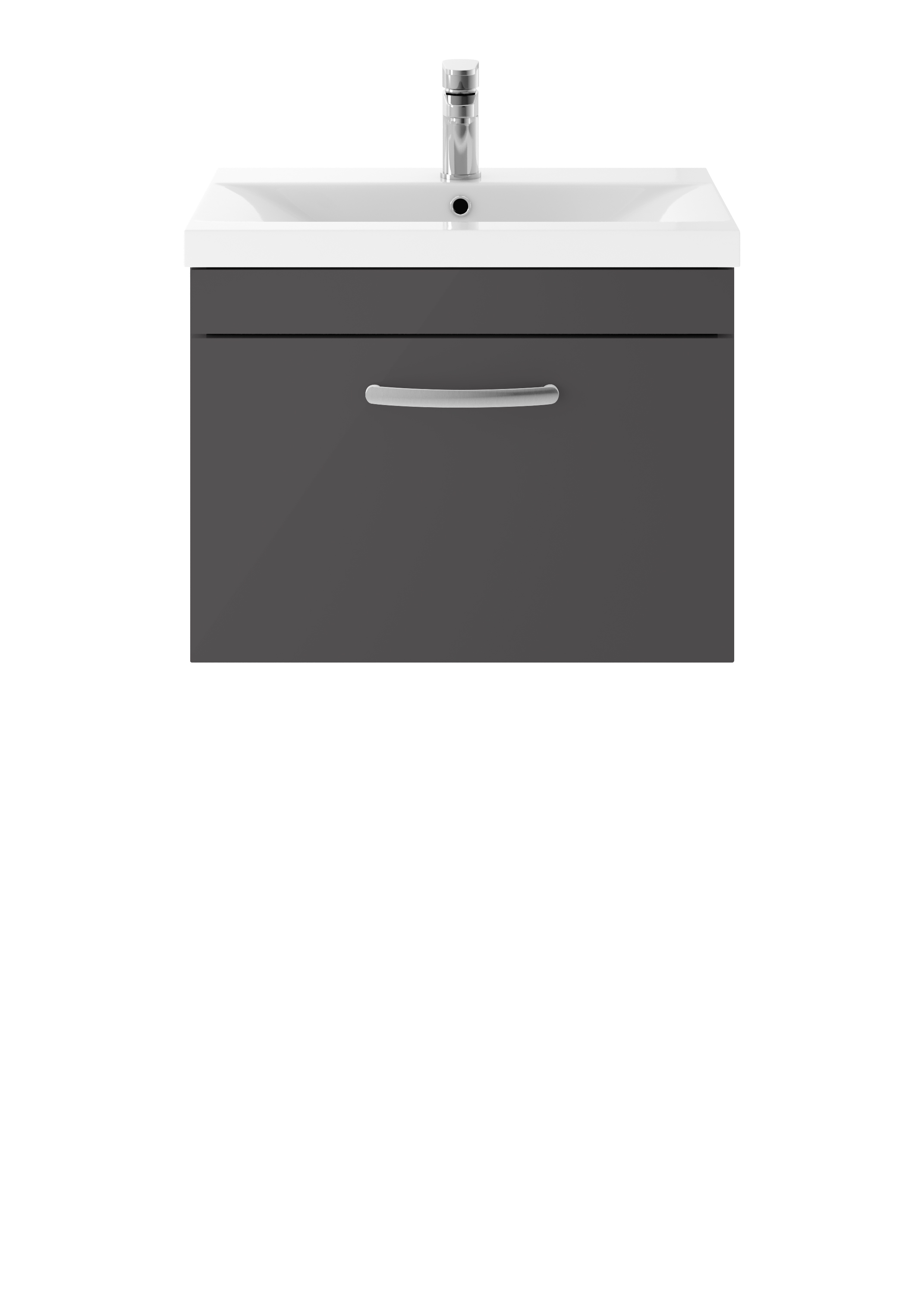 Nuie Athena Gloss Grey 600mm Wall Hung Vanity Unit with Mid Edge Basin ATH077A