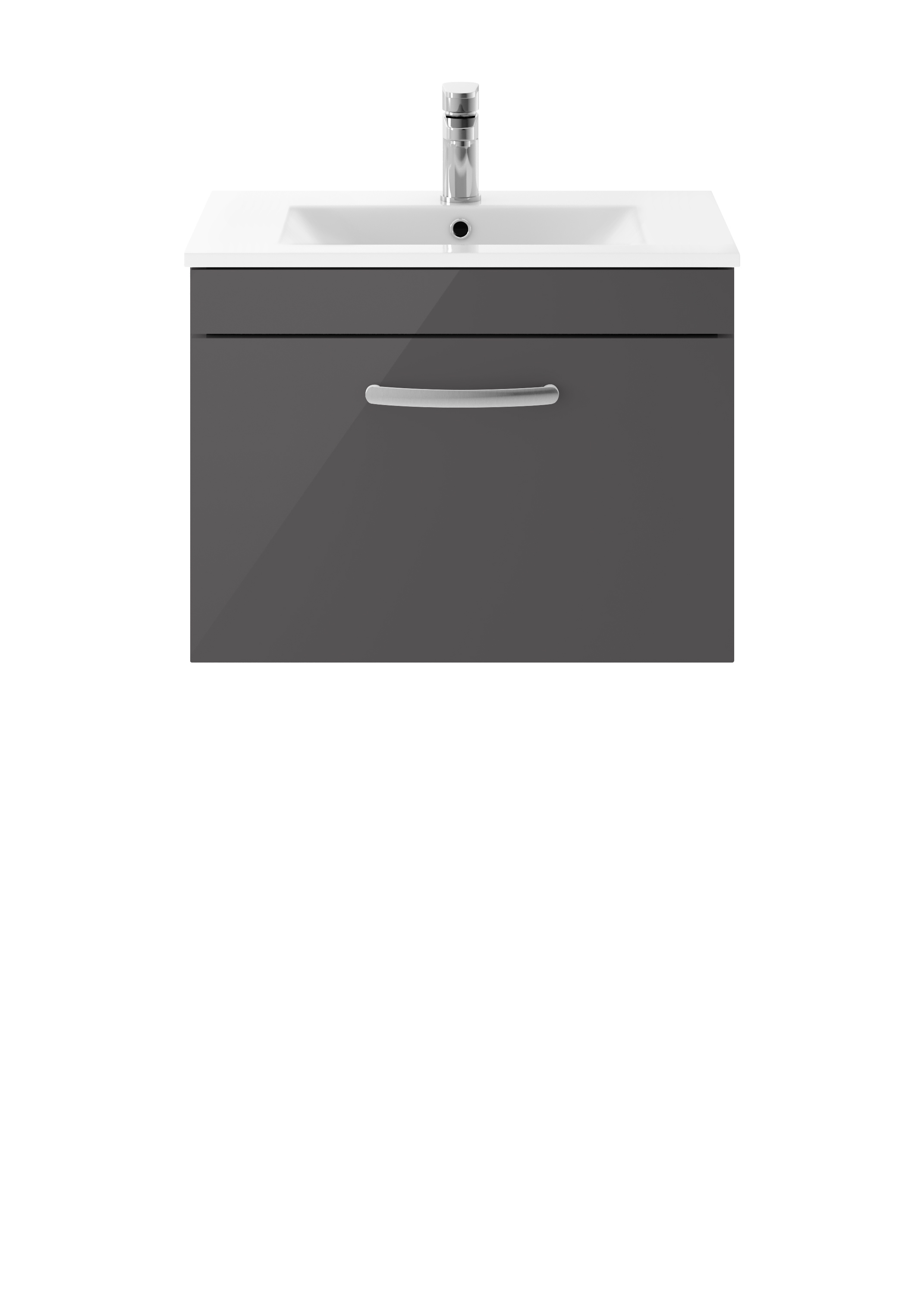 Nuie Athena Gloss Grey 600mm Wall Hung Vanity Unit with Minimalist Basin ATH077B