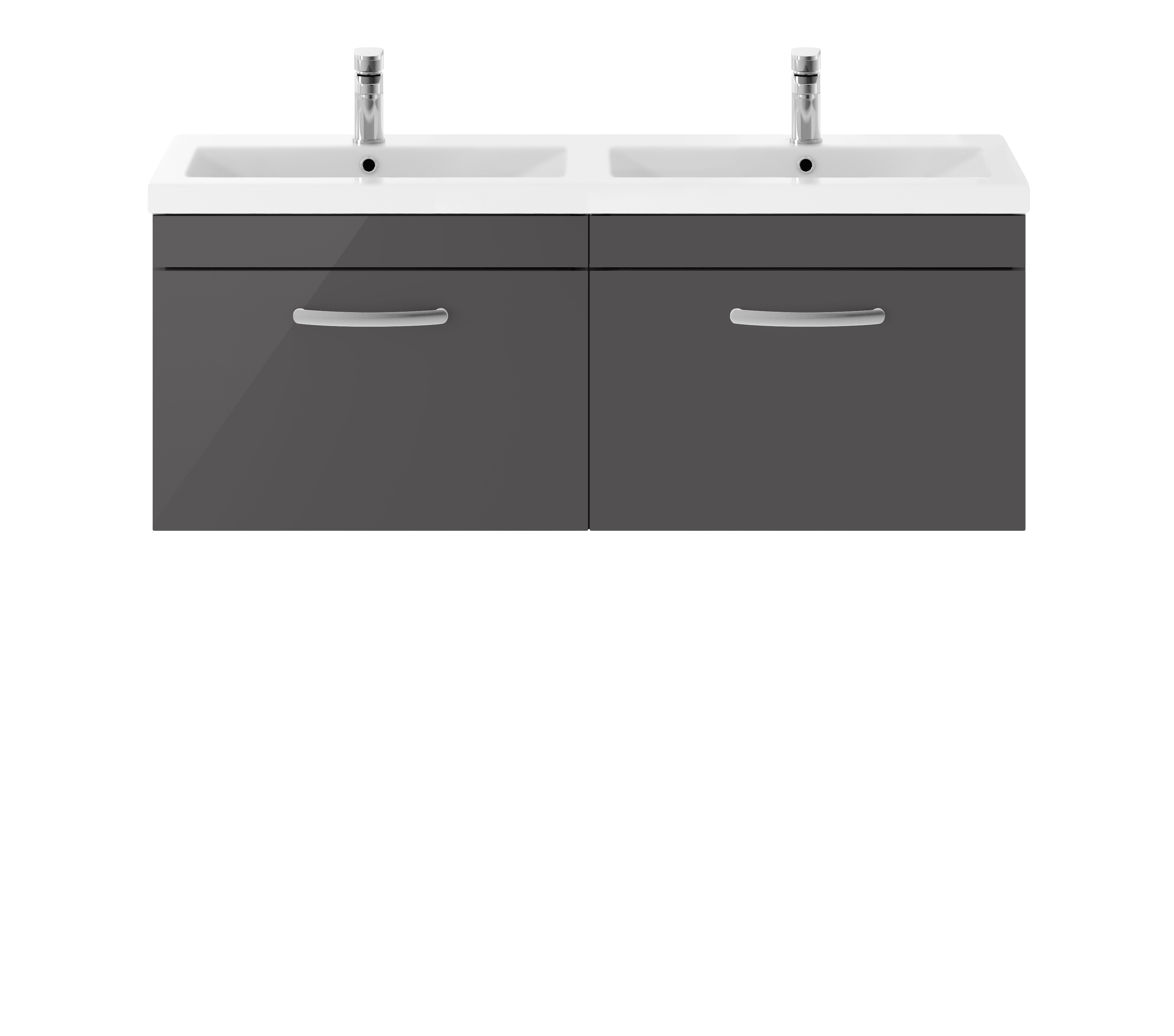 Nuie Athena Gloss Grey 1200mm Wall Hung Vanity Unit with Double Ceramic Basin ATH077F