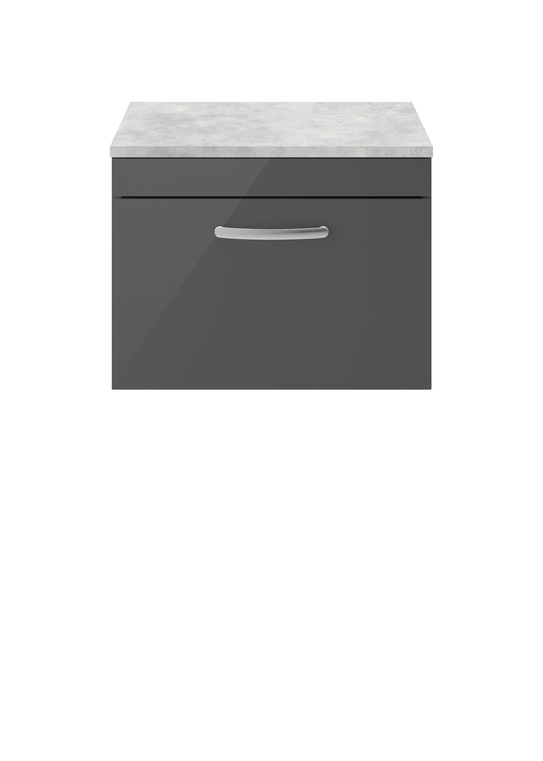 Nuie Athena Gloss Grey 600mm Wall Hung Vanity Unit with Worktop ATH077LBG