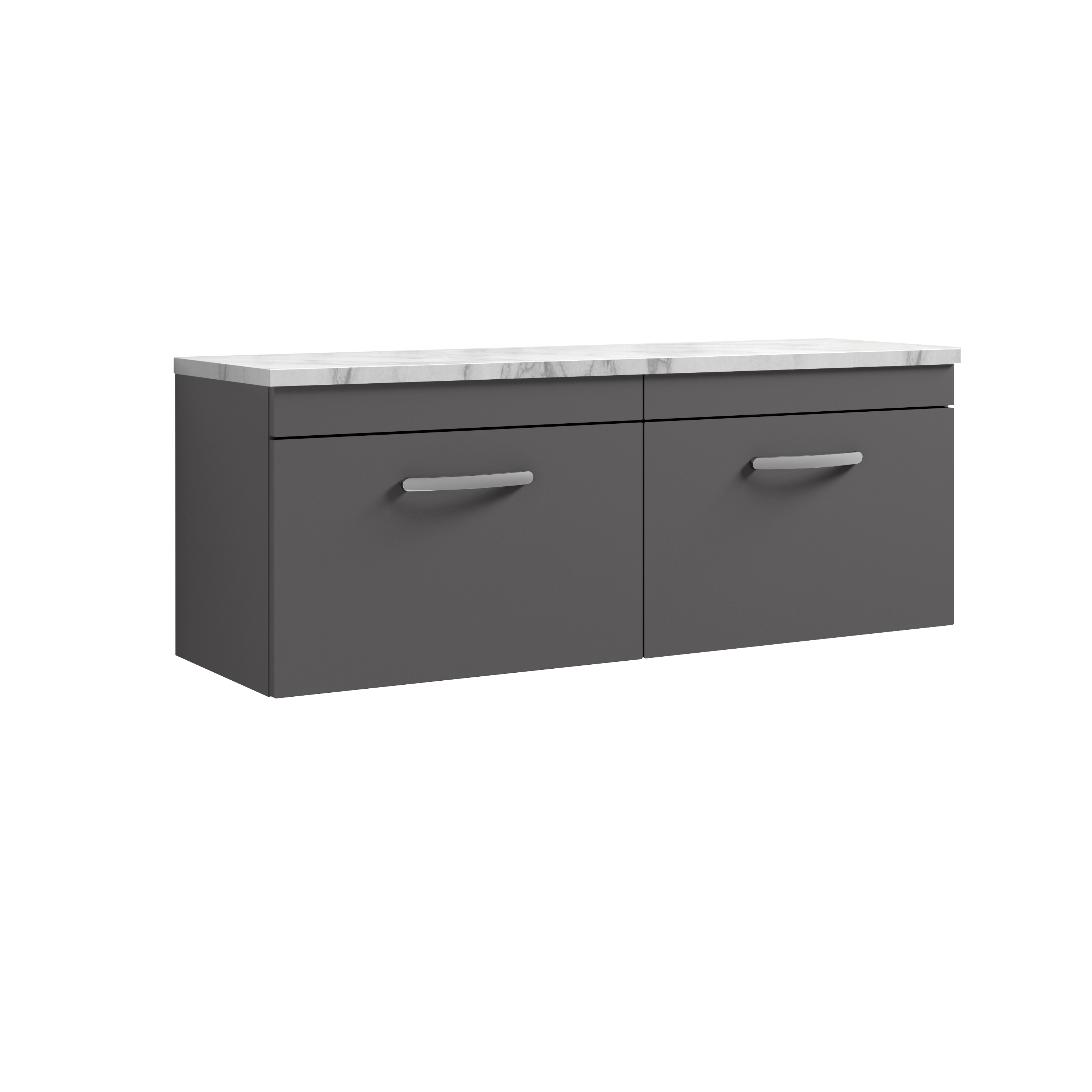 Nuie Athena Gloss Grey 1200 Wall Hung 2 Drawer Unit and Laminate Worktop ATH077LCM2