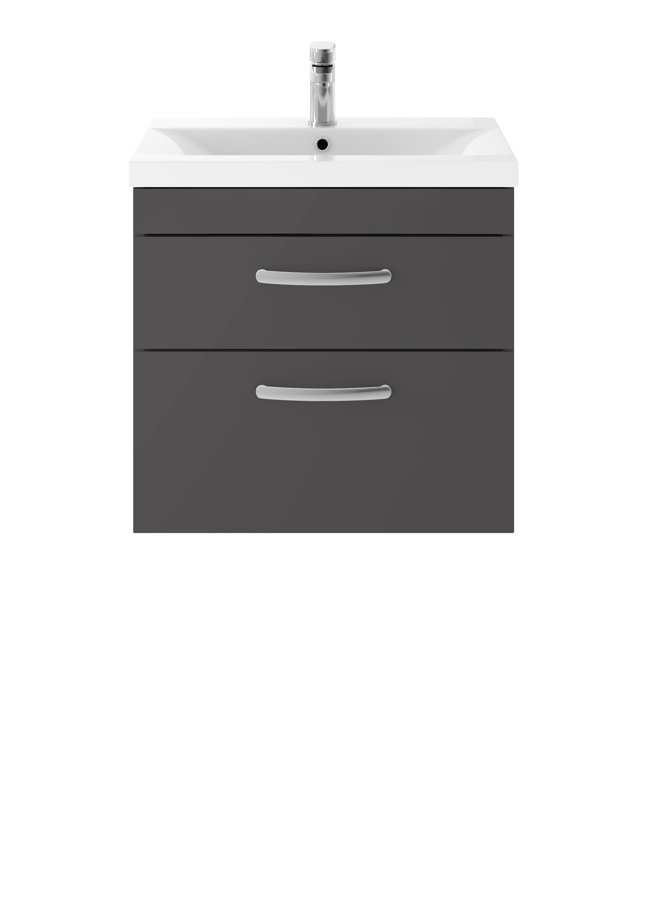 Nuie Athena Gloss Grey 600mm Wall Hung Vanity Unit with Mid Edge Basin ATH078A