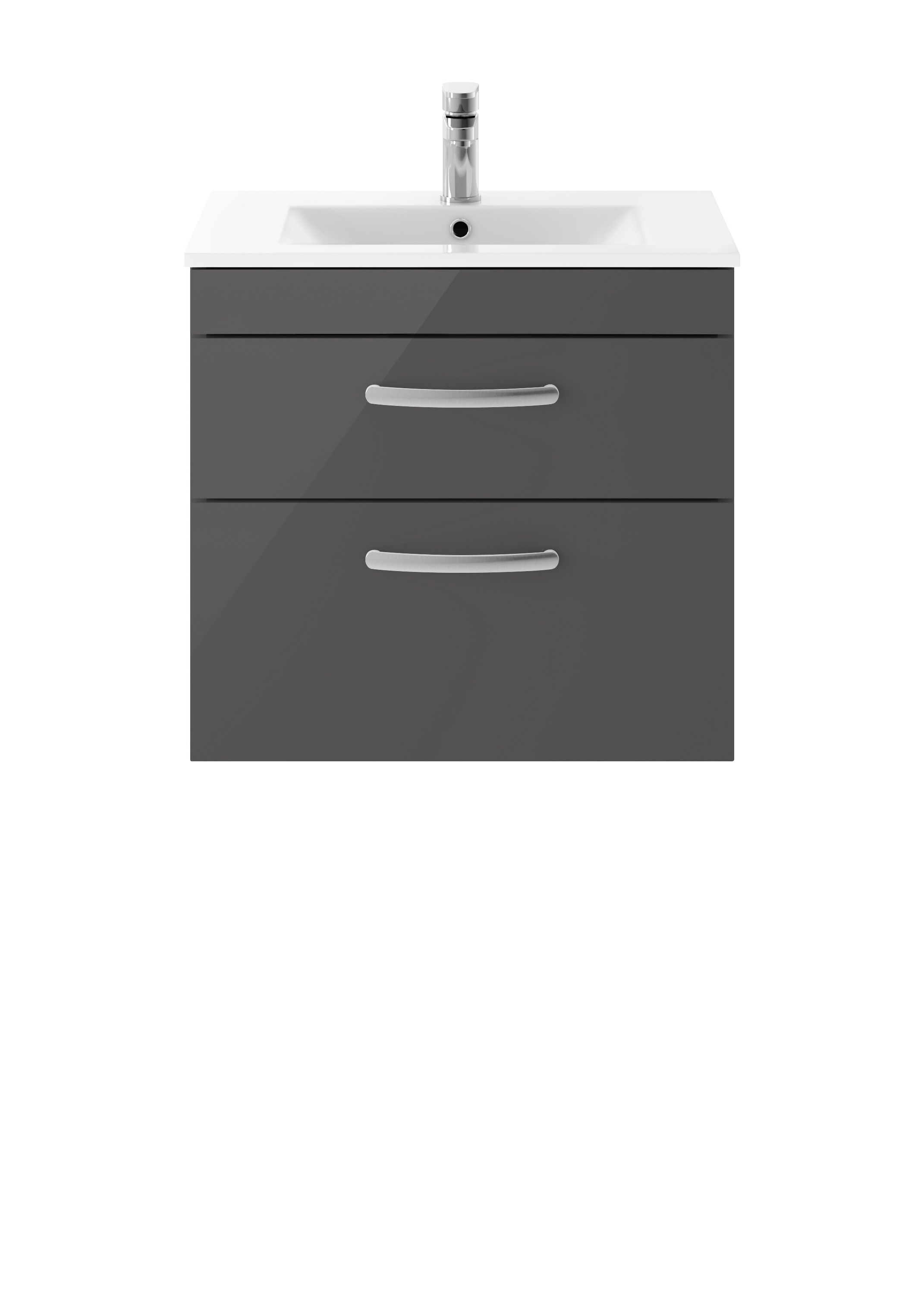 Nuie Athena Gloss Grey 600mm Wall Hung Vanity Unit with Minimalist Basin ATH078B