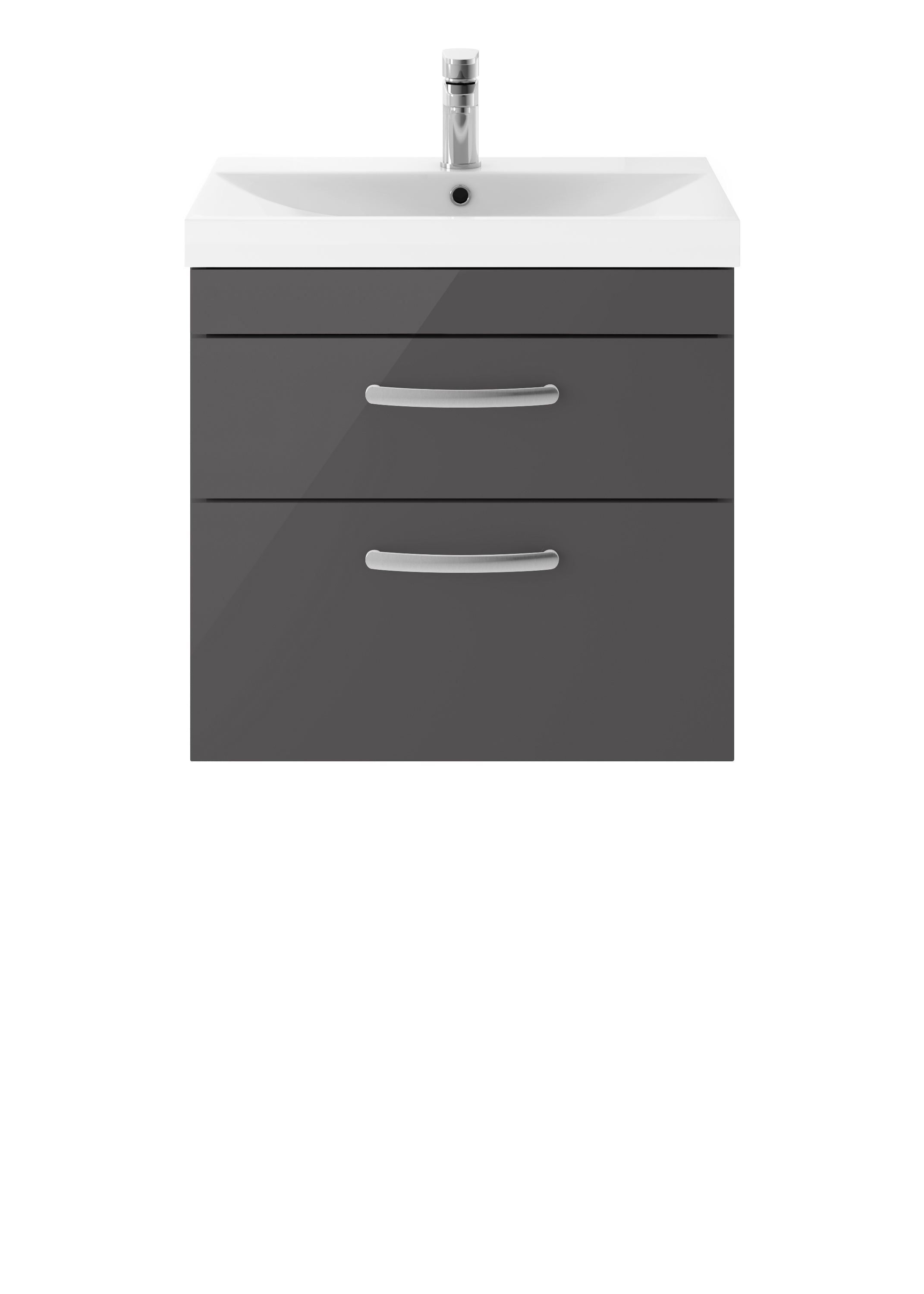 Nuie Athena Gloss Grey 600mm Wall Hung Vanity Unit with Thin Edge Basin ATH078D
