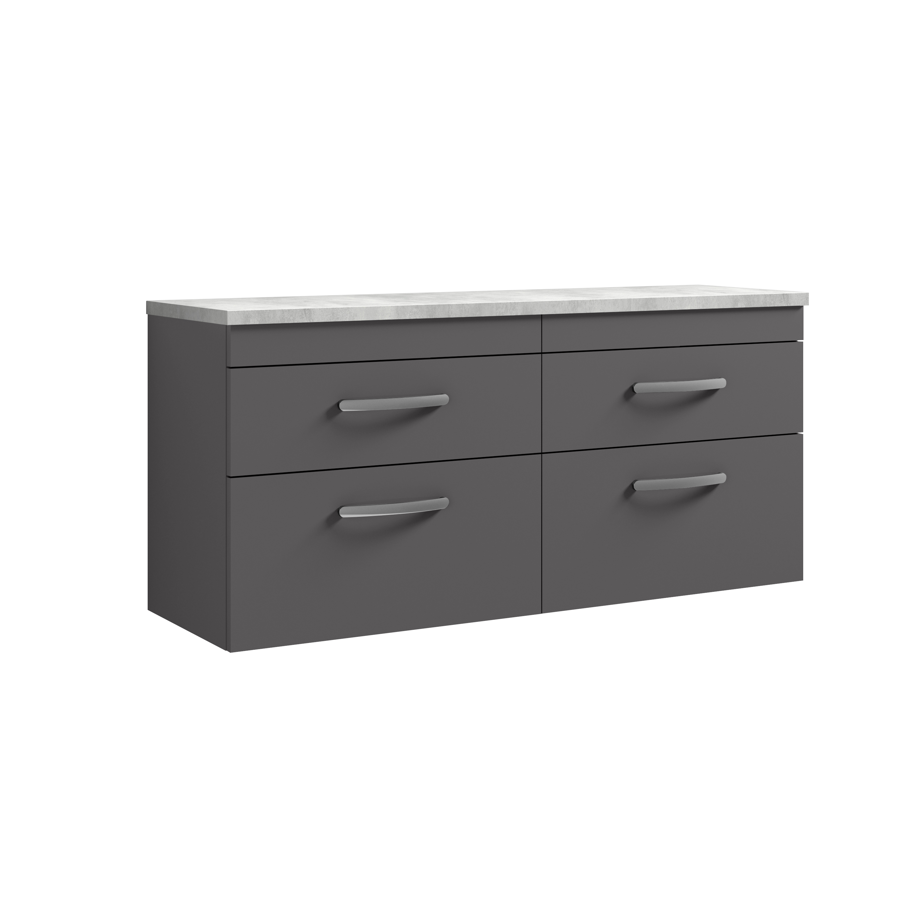 Nuie Athena Gloss Grey 1200mm Wall Hung 4 Drawer Unit and Laminate Worktop ATH078LBG2