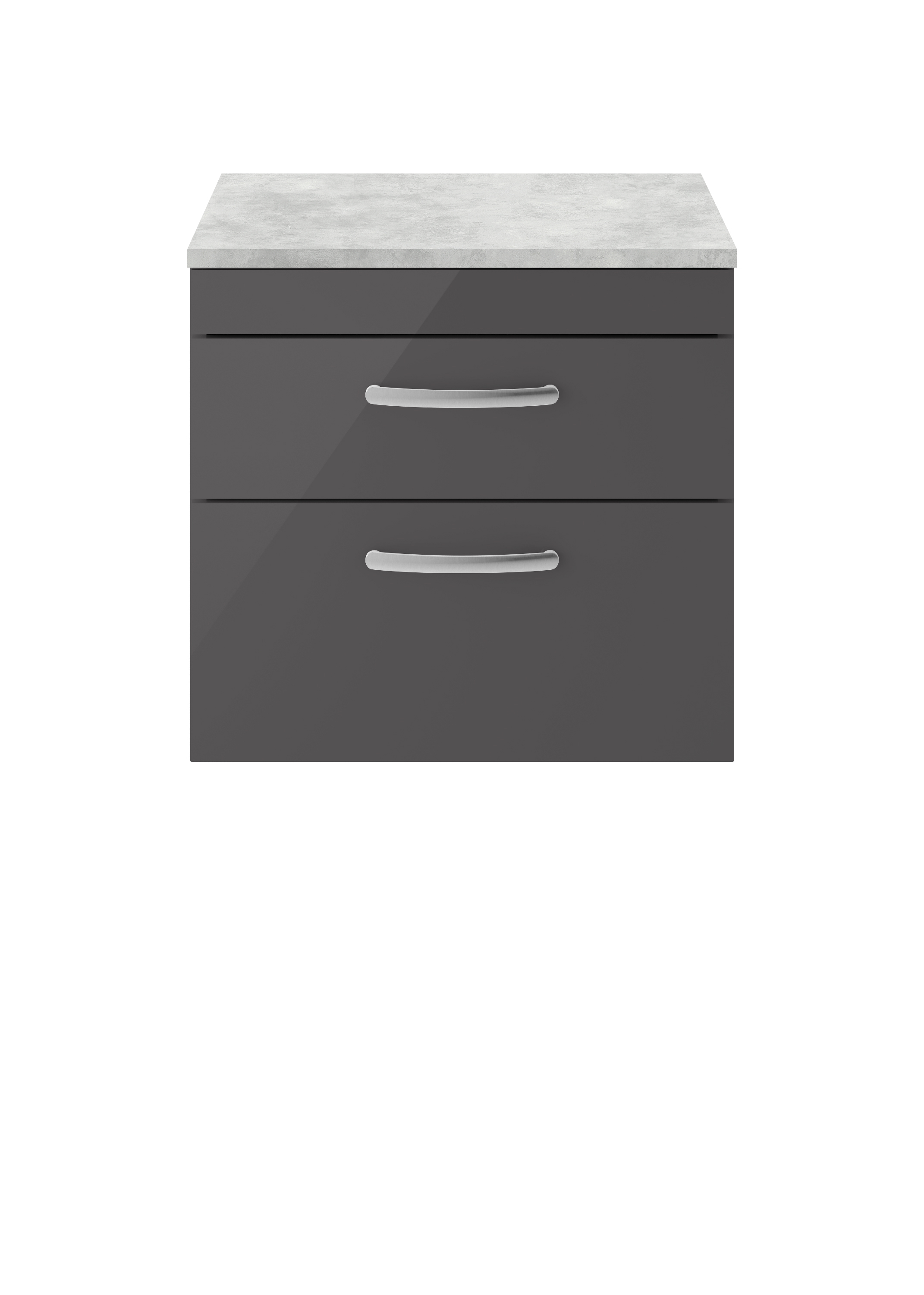 Nuie Athena Gloss Grey 600mm Wall Hung Vanity Unit with Worktop ATH078LBG