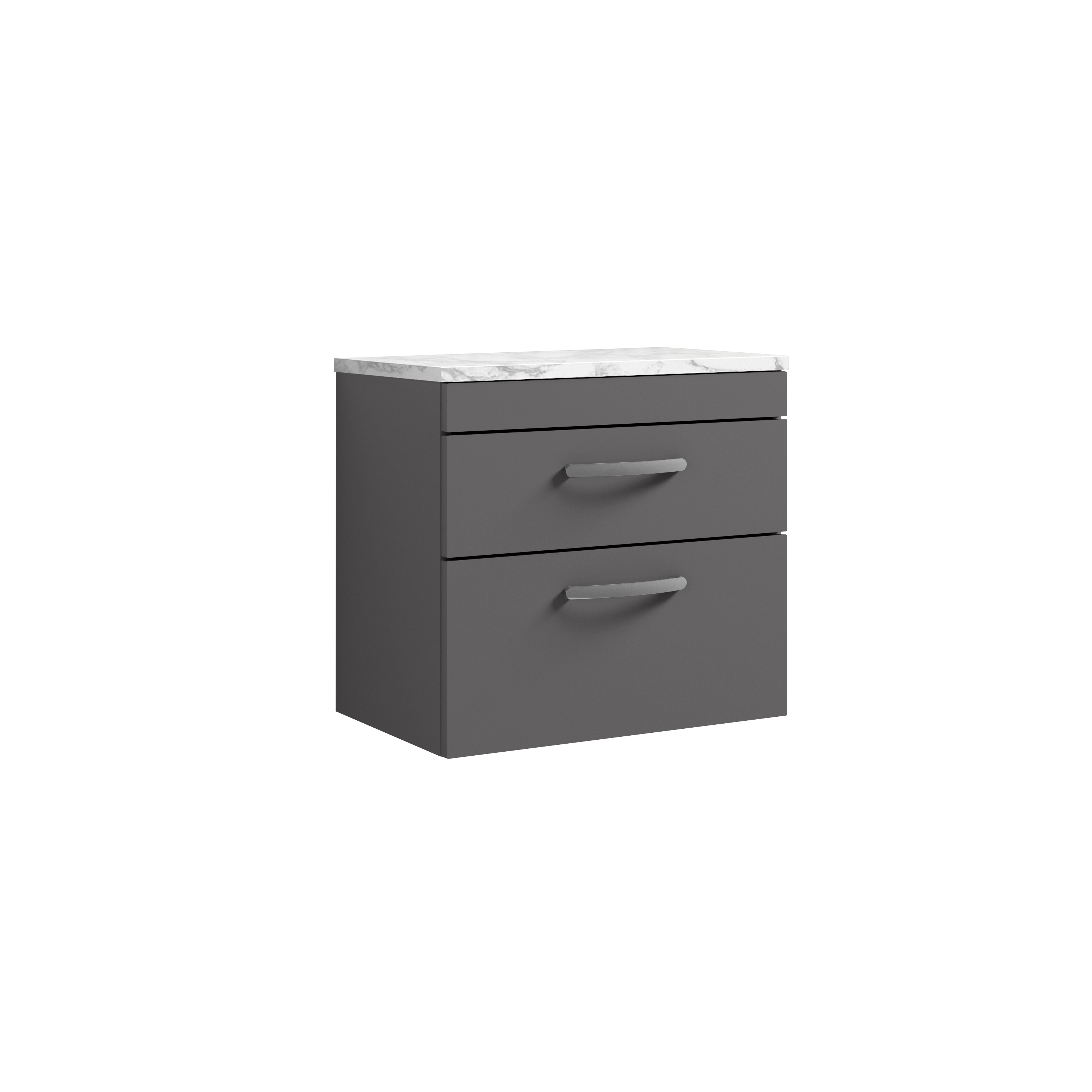 Nuie Athena Gloss Grey 600 Wall Hung 2 Drawer Unit and Laminate Worktop ATH078LCM
