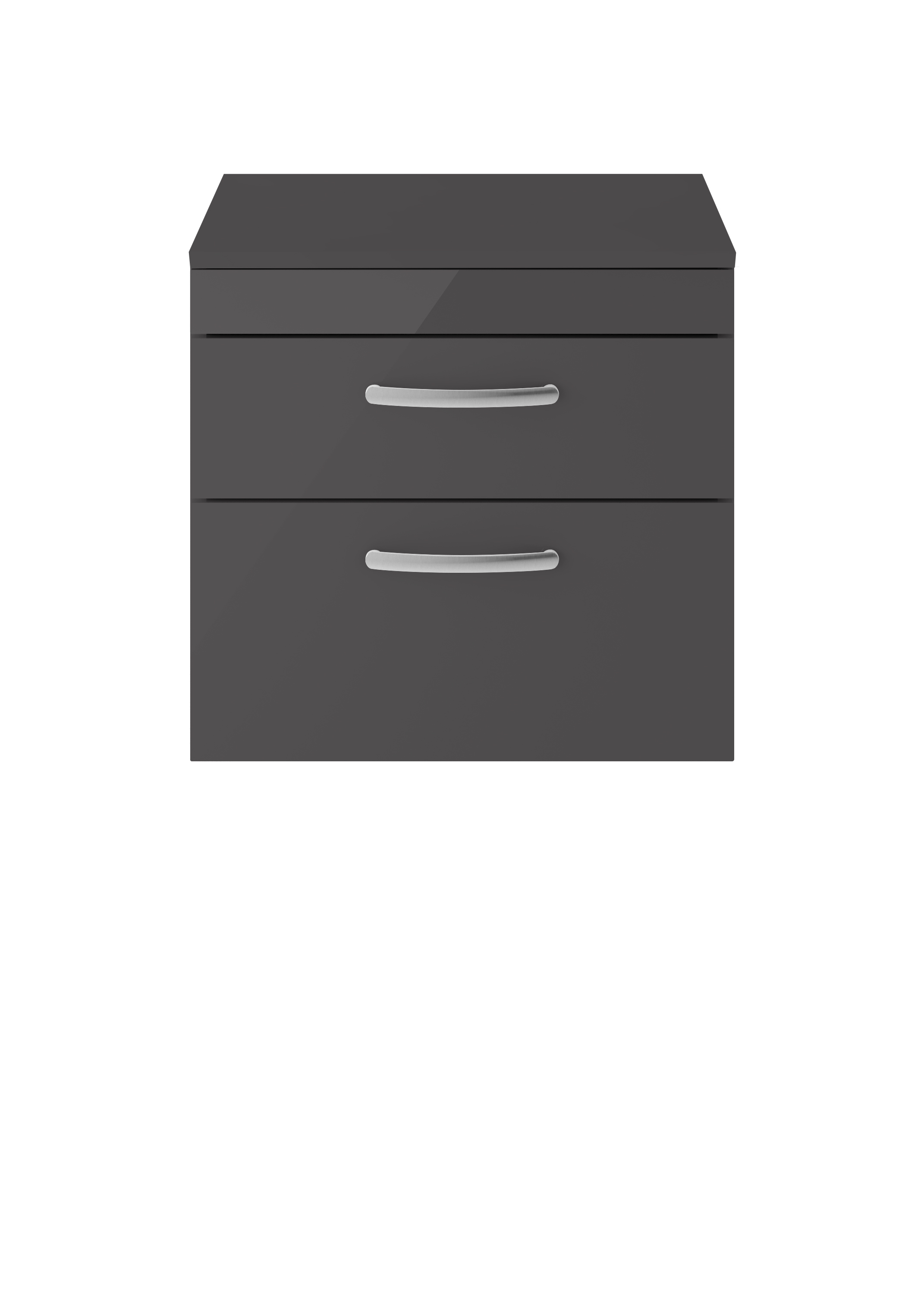 Nuie Athena Gloss Grey 600mm Wall Hung Vanity Unit with Worktop ATH078W