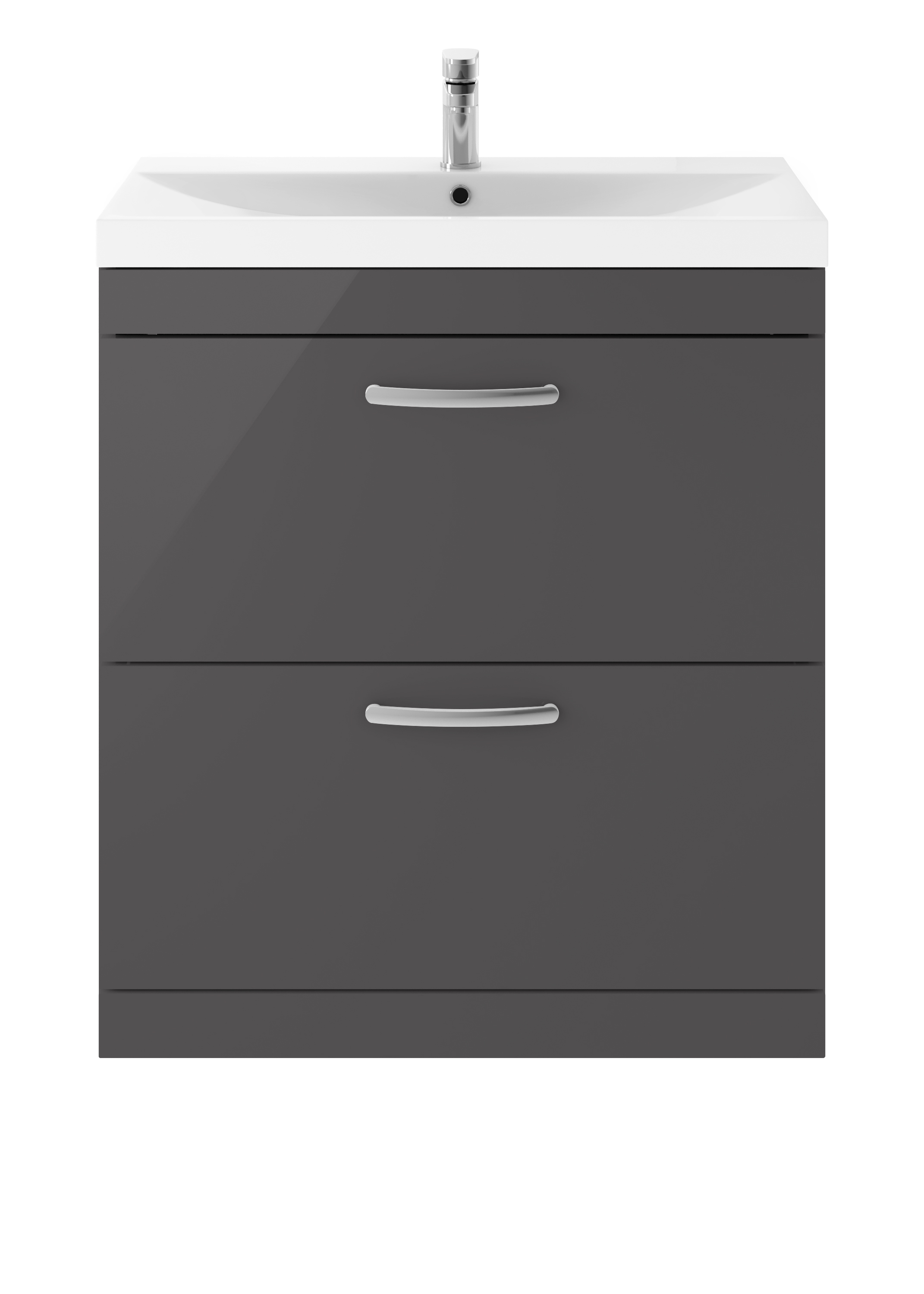 Nuie Athena Gloss Grey 800mm Floor Standing Vanity Unit with Thin Edge Basin ATH079D