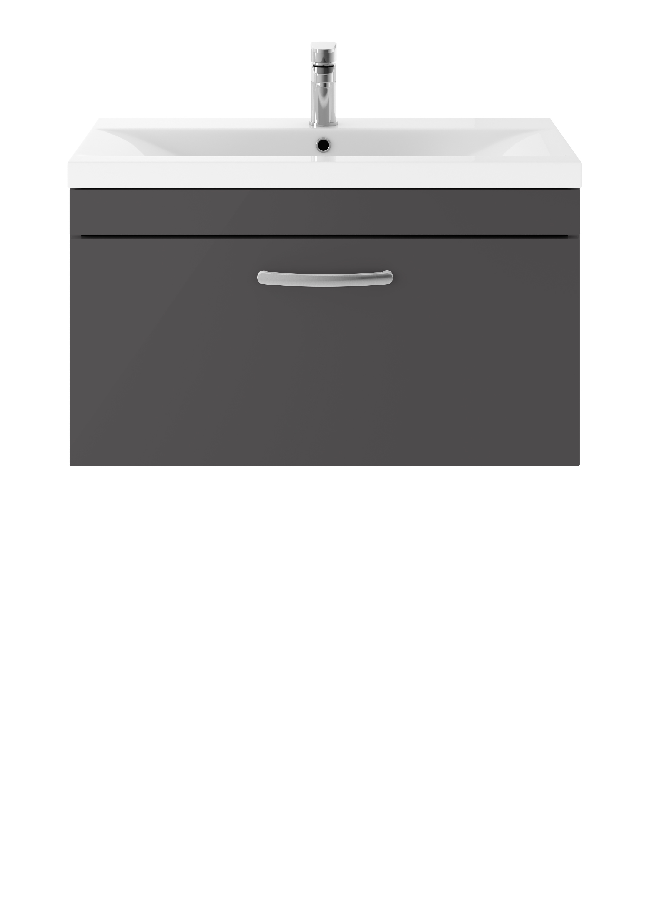 Nuie Athena Gloss Grey 800mm Wall Hung Vanity Unit with Mid Edge Basin ATH080A