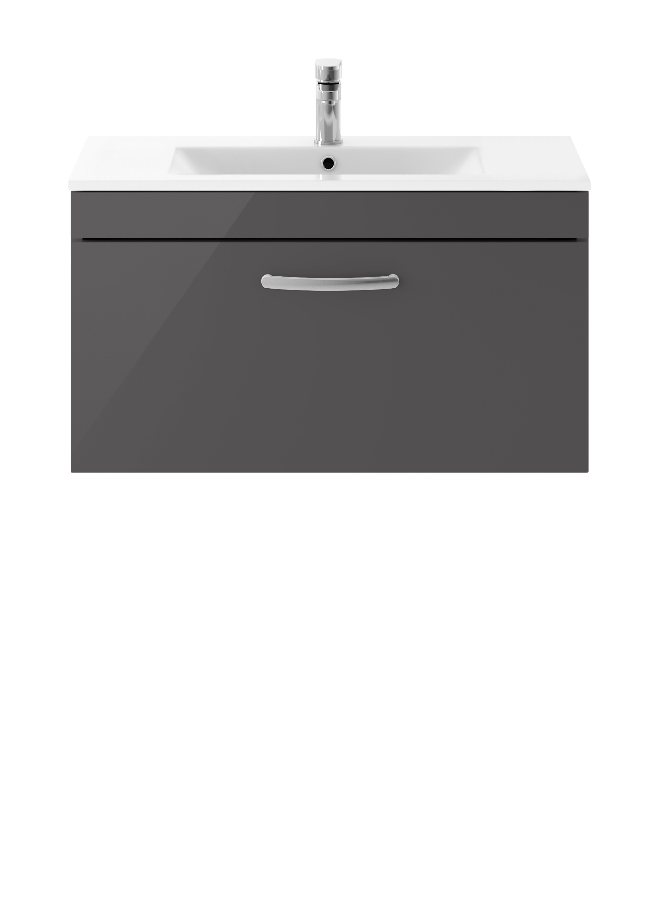 Nuie Athena Gloss Grey 800mm Wall Hung Vanity Unit with Minimalist Basin ATH080B