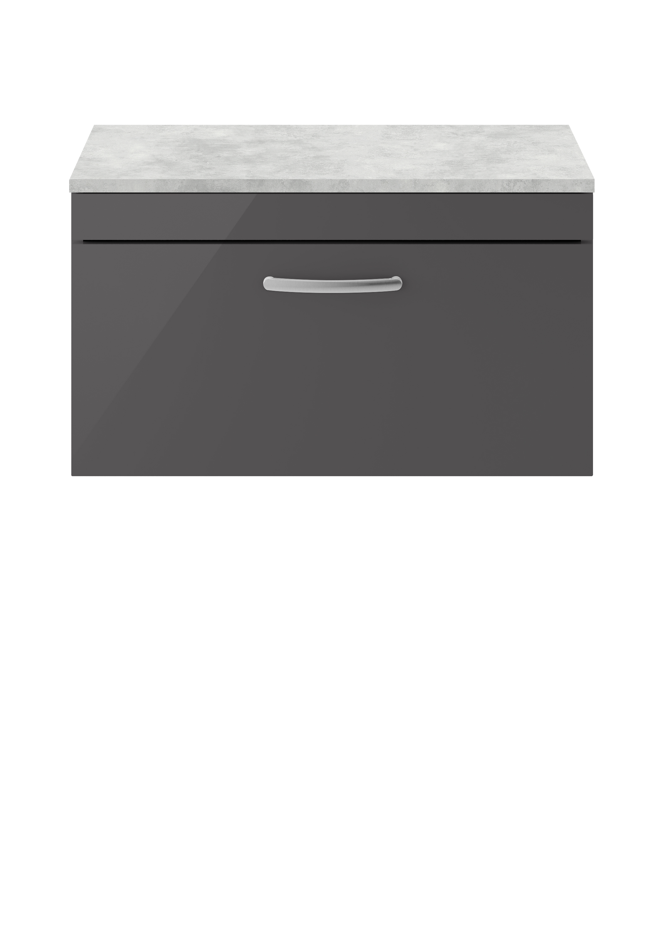 Nuie Athena Gloss Grey 800mm Wall Hung Vanity Unit with Worktop ATH080LBG