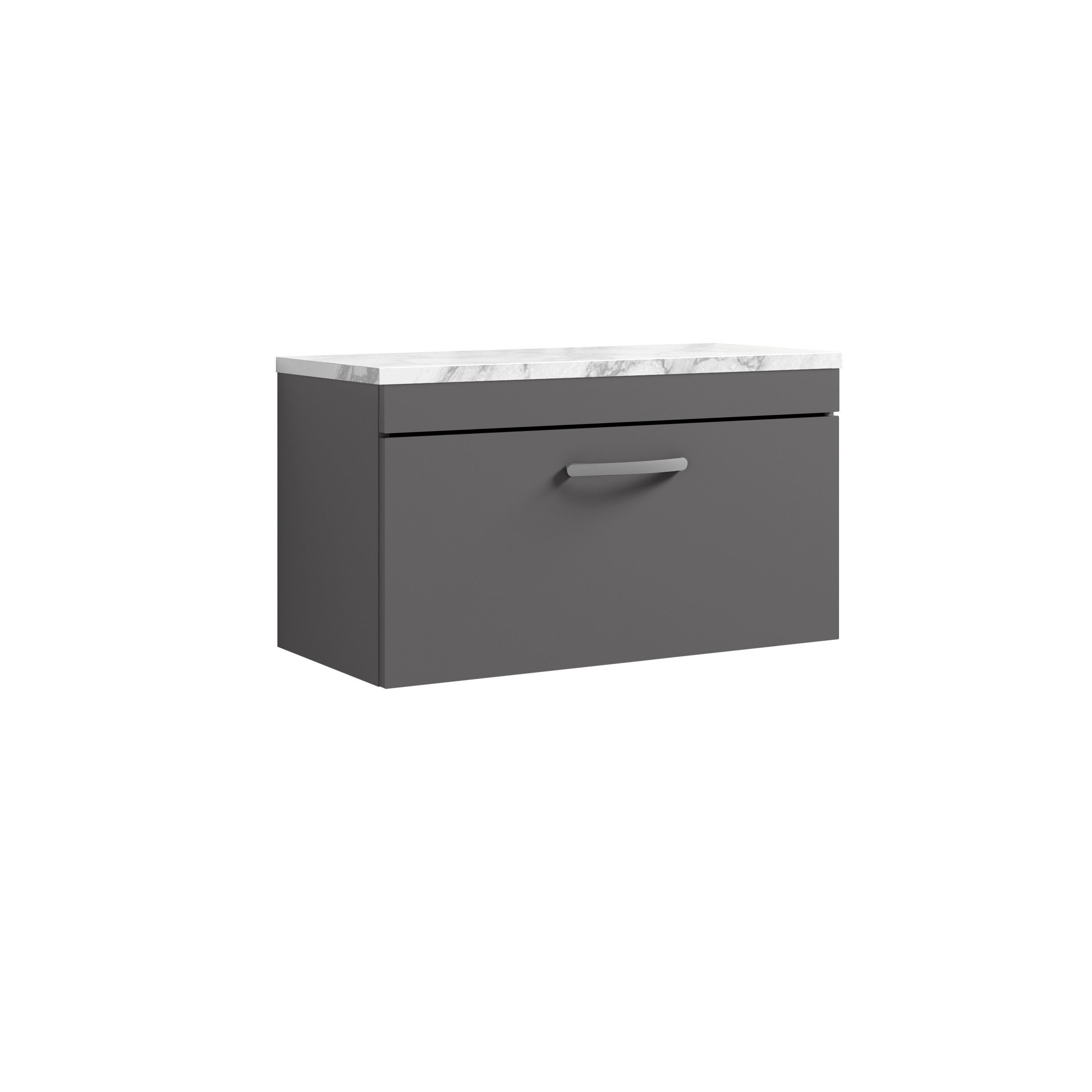 Nuie Athena Gloss Grey 800 Wall Hung Single Drawer Unit and Laminate Worktop ATH080LCM