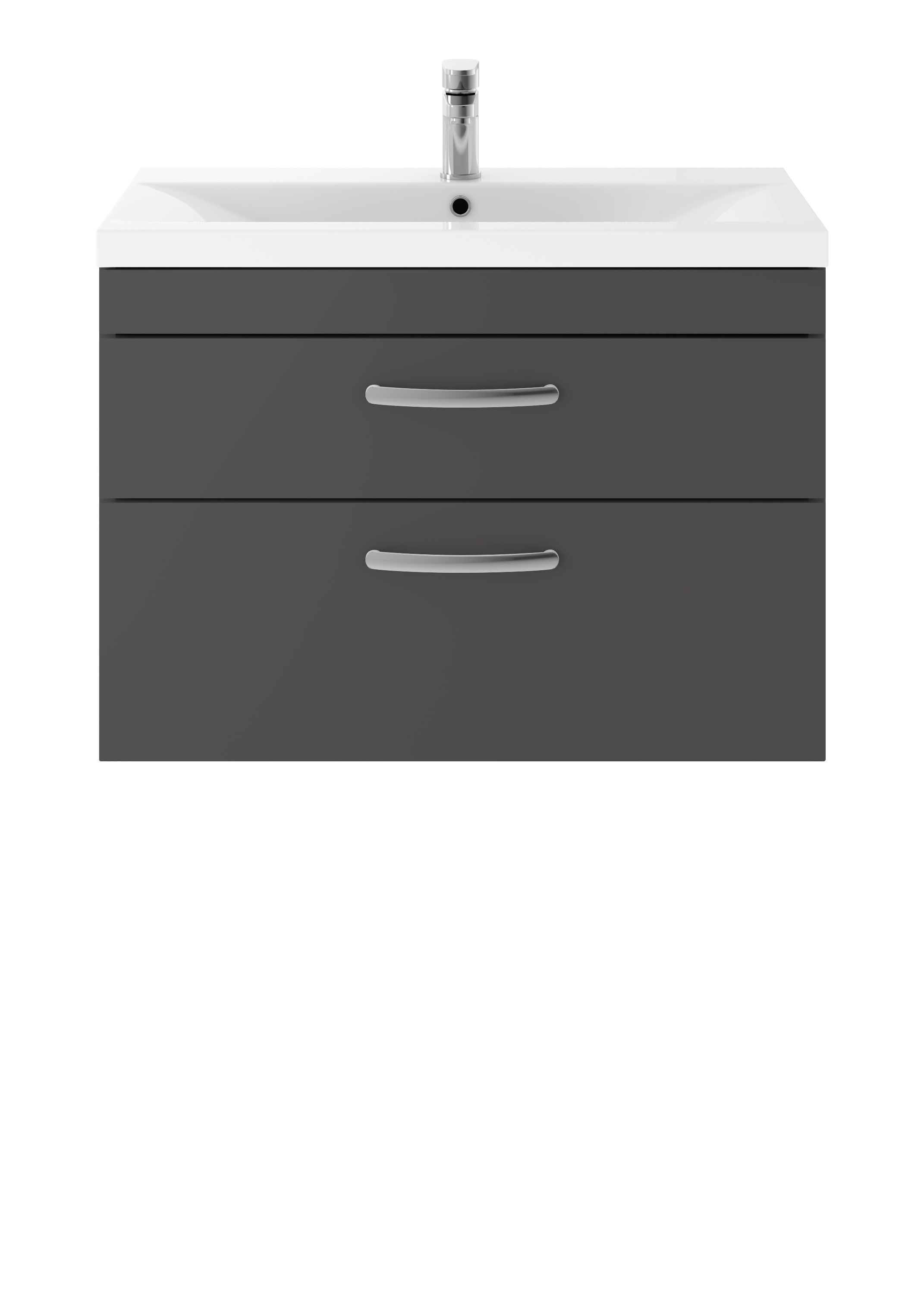 Nuie Athena Gloss Grey 800mm Wall Hung Vanity Unit with Mid Edge Basin ATH081A