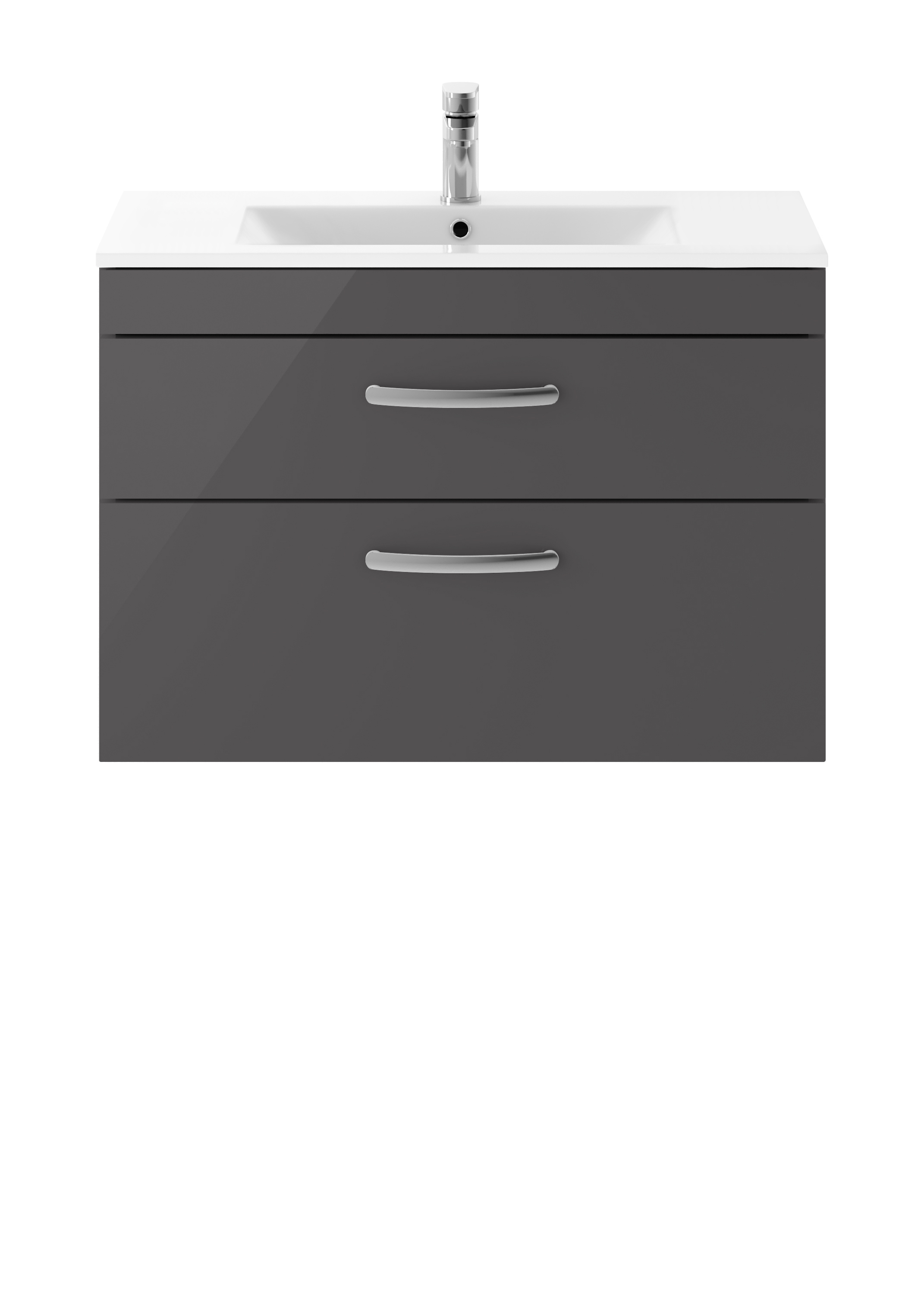 Nuie Athena Gloss Grey 800mm Wall Hung Vanity Unit with Minimalist Basin ATH081B