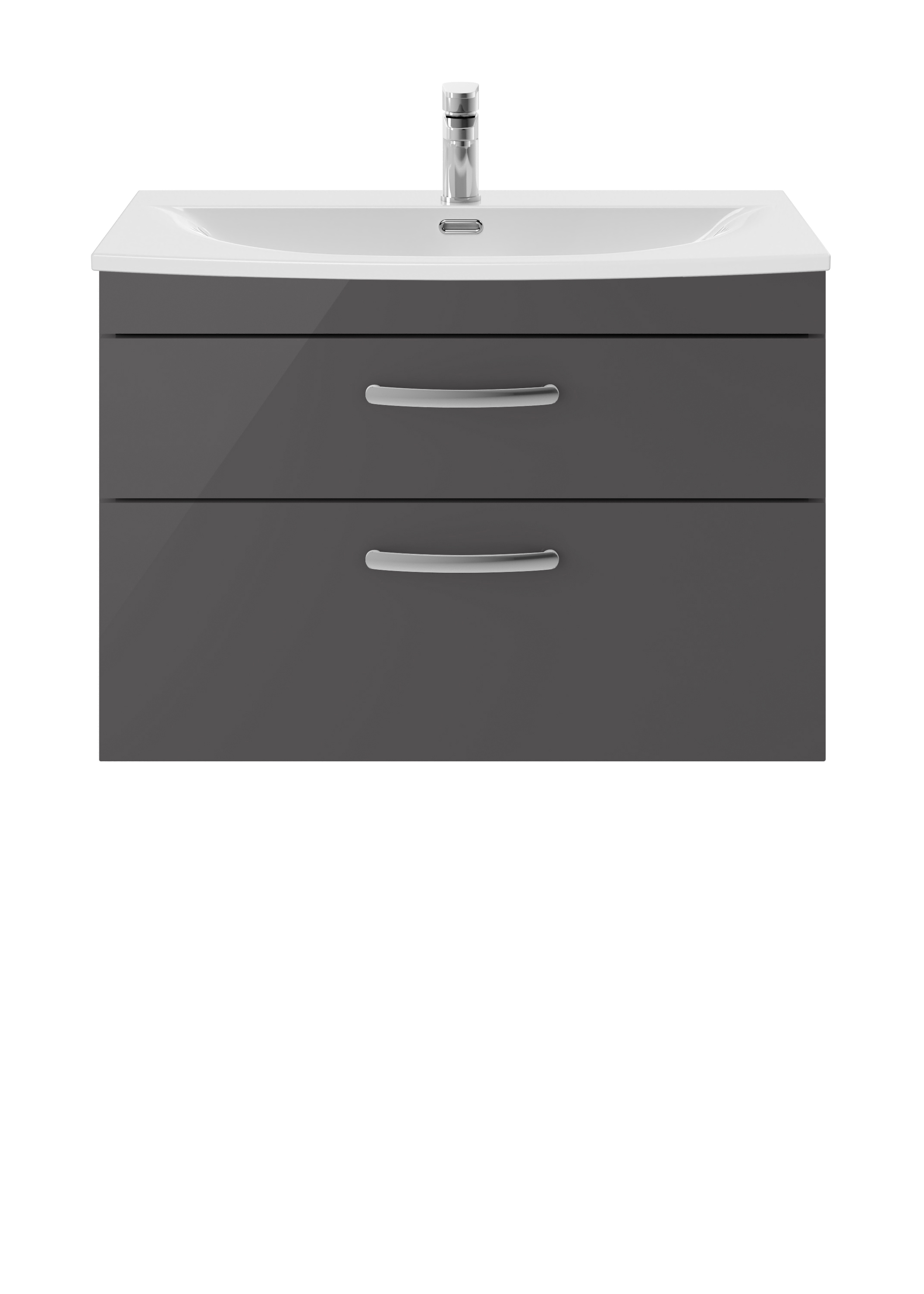 Nuie Athena Gloss Grey 800mm Wall Hung Vanity Unit with Curved Basin ATH081G