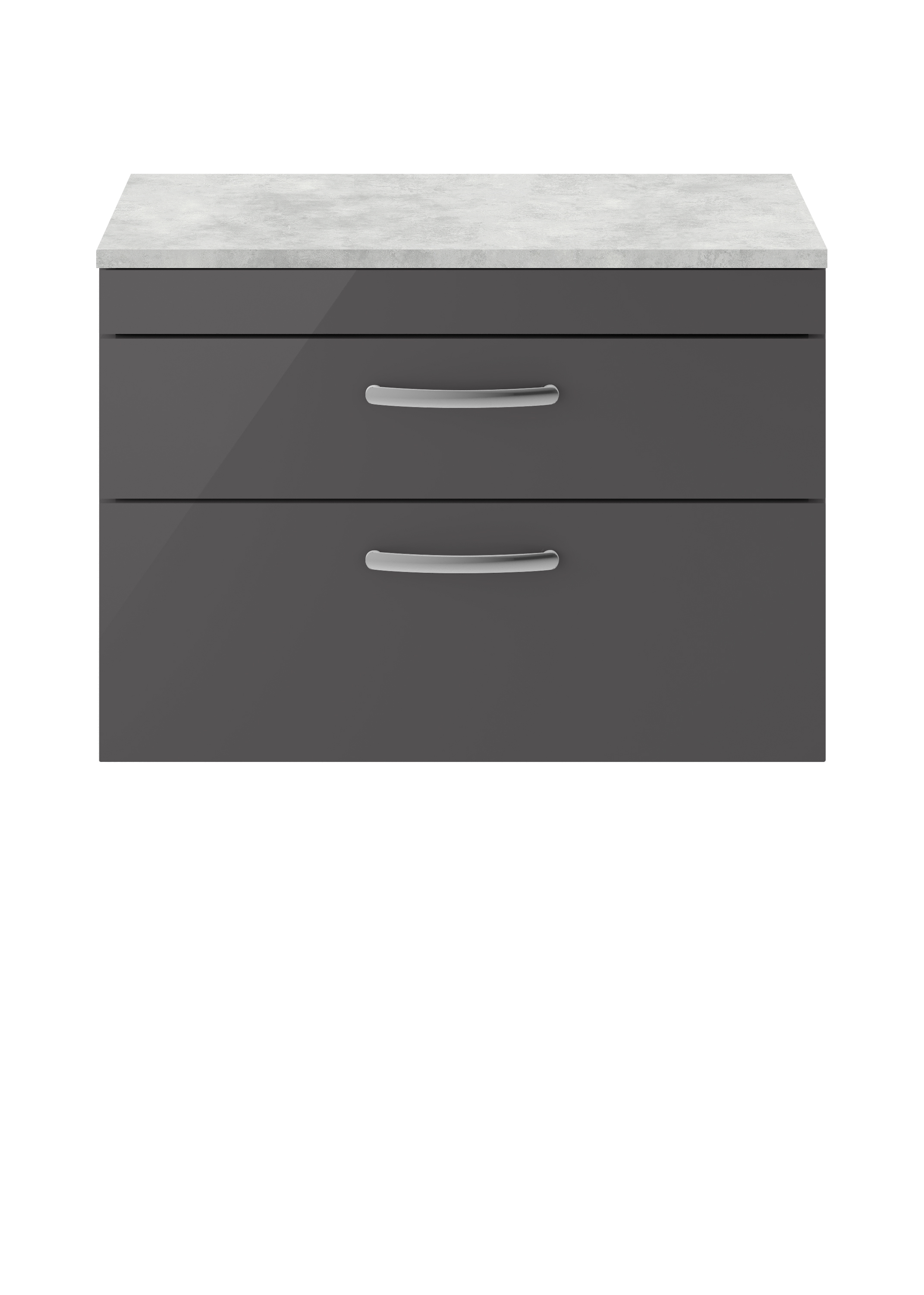 Nuie Athena Gloss Grey 800mm Wall Hung Vanity Unit with Worktop ATH081LBG
