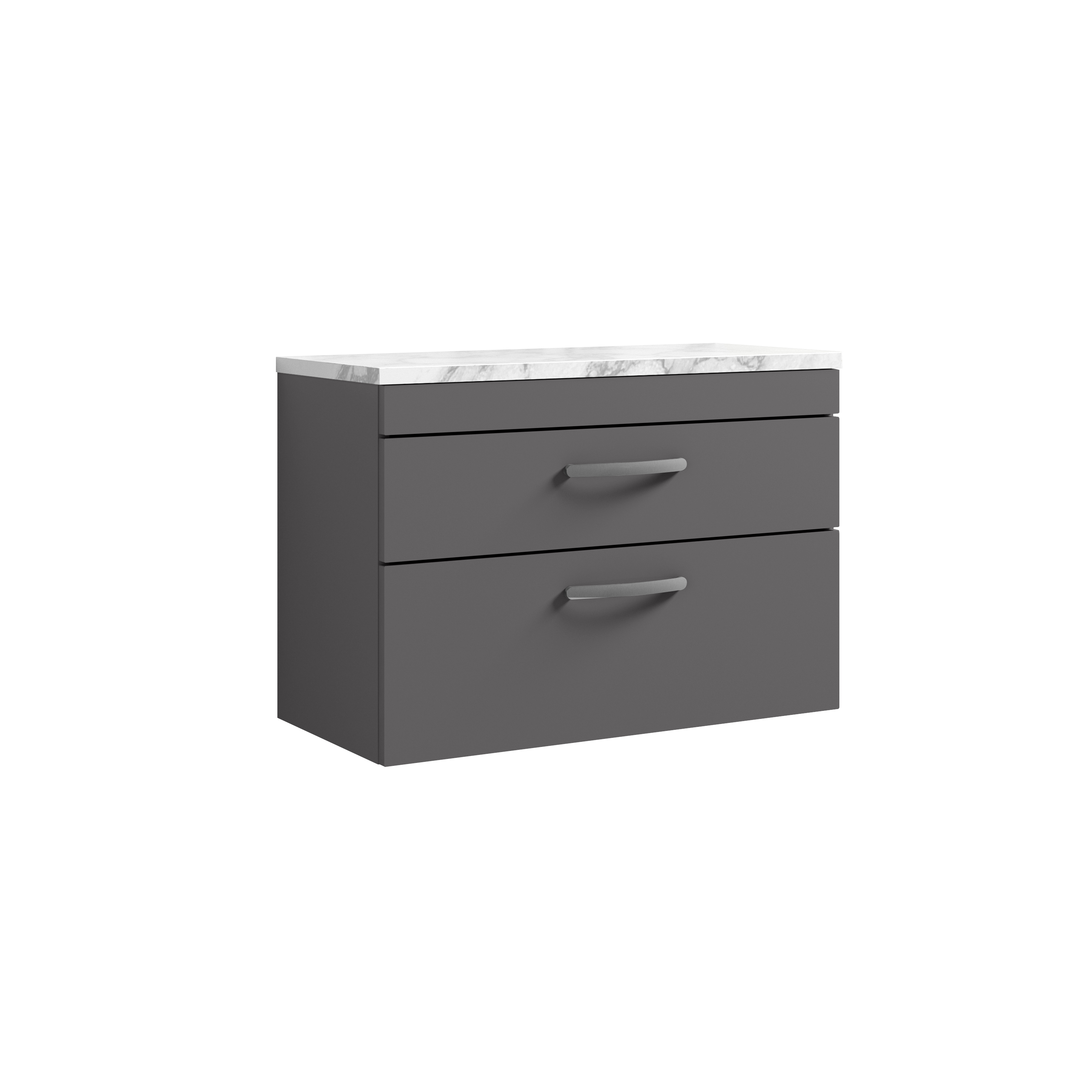 Nuie Athena Gloss Grey 800 Wall Hung 2 Drawer Unit and Laminate Worktop ATH081LCM