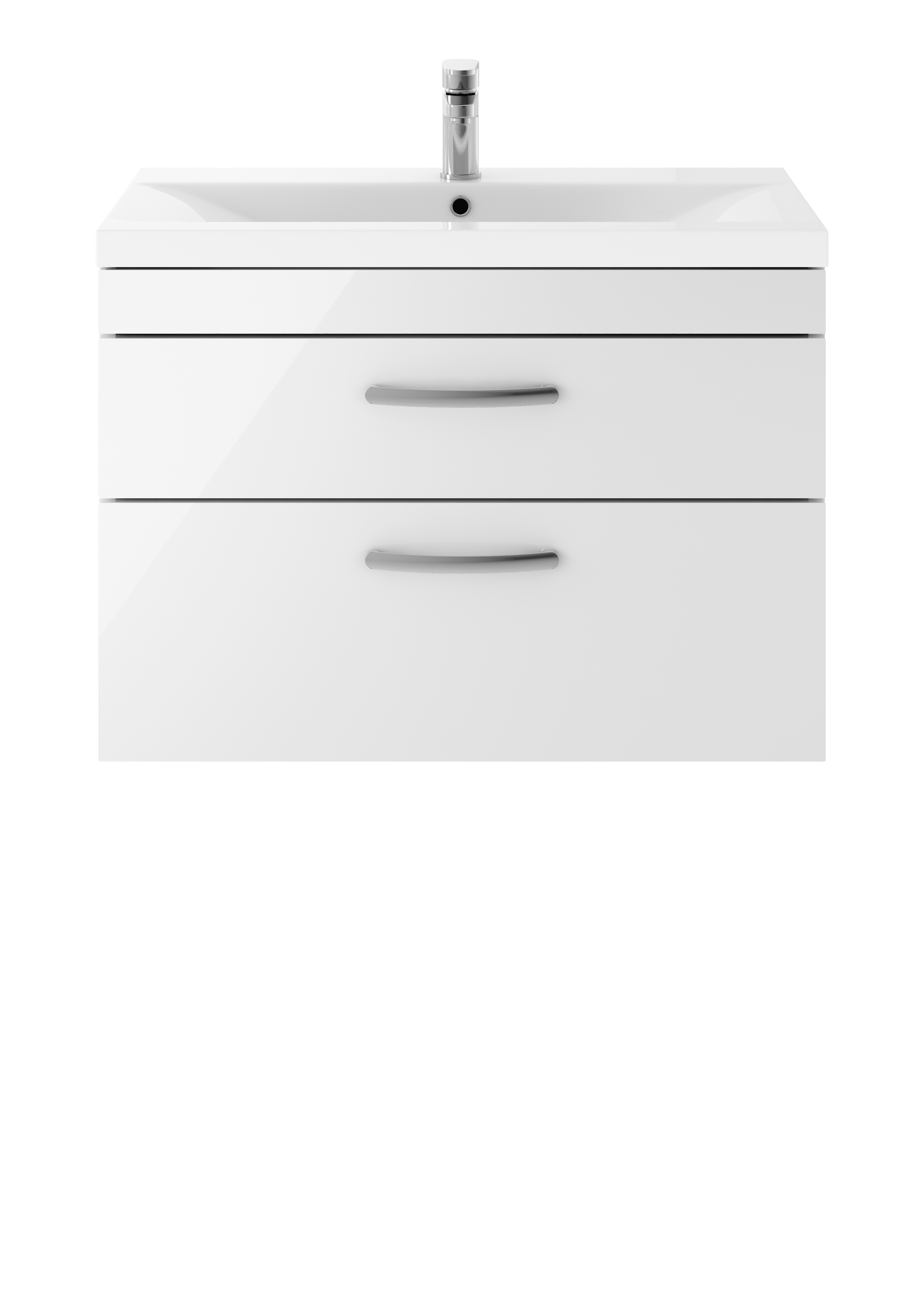 Nuie Athena Gloss White 800mm Wall Hung Vanity Unit with Mid Edge Basin ATH069A