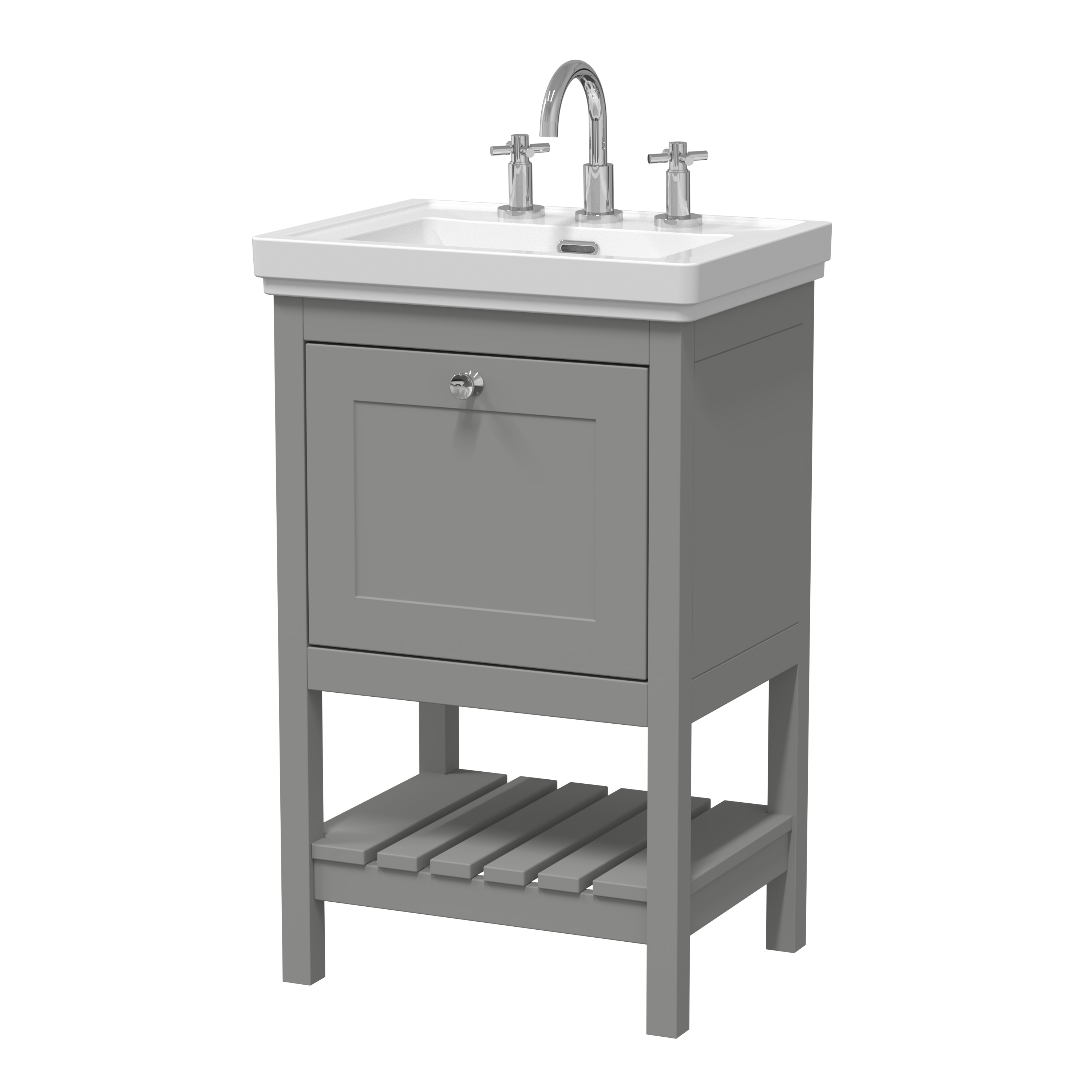 Hudson Reed Bexley Cool Grey 500mm Floor Standing Vanity Unit and Basin 3TH BEX223B