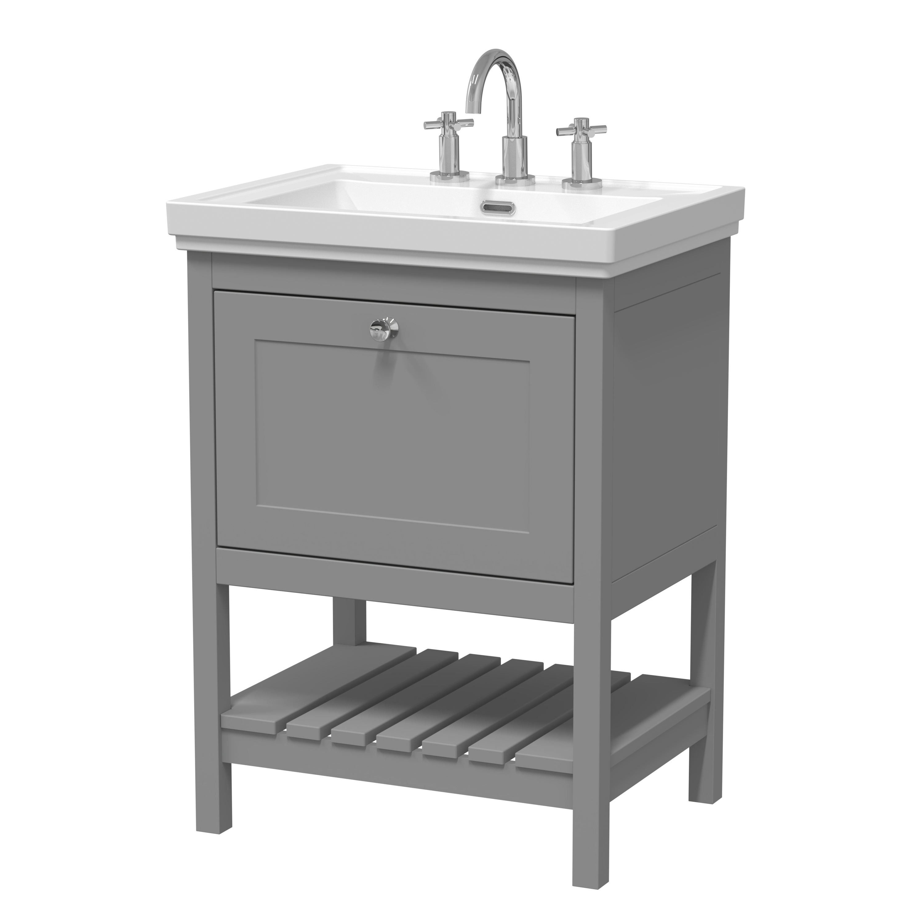 Hudson Reed Bexley Cool Grey 600mm Floor Standing Vanity Unit and Basin 3TH BEX225B