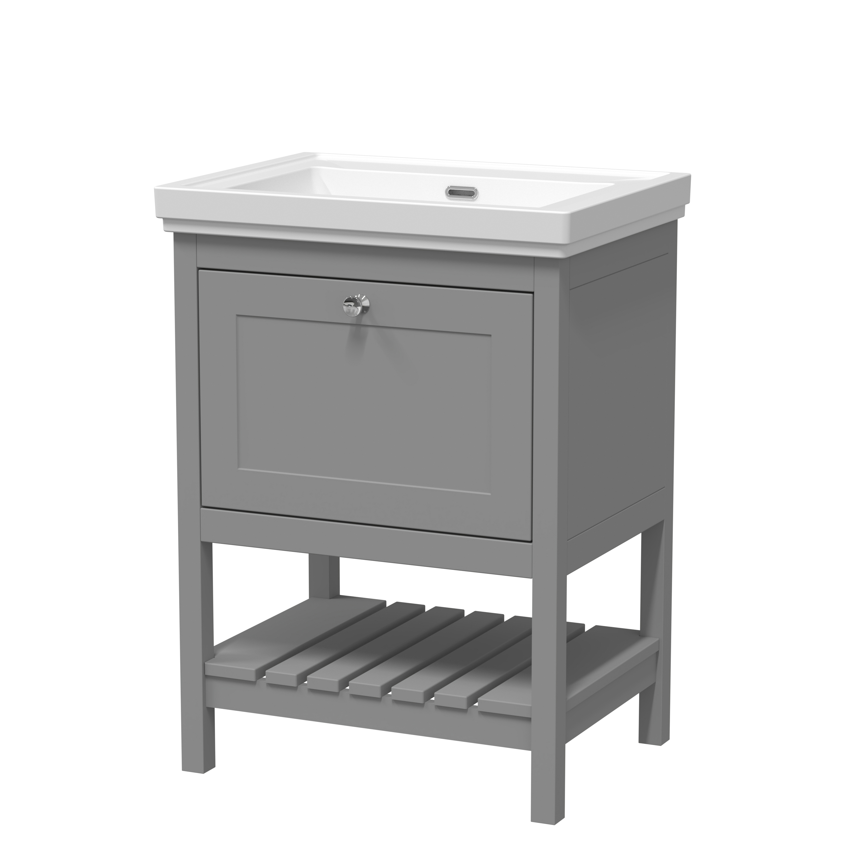Hudson Reed Bexley Cool Grey 600mm Floor Standing Vanity Unit and Basin 0TH BEX225H