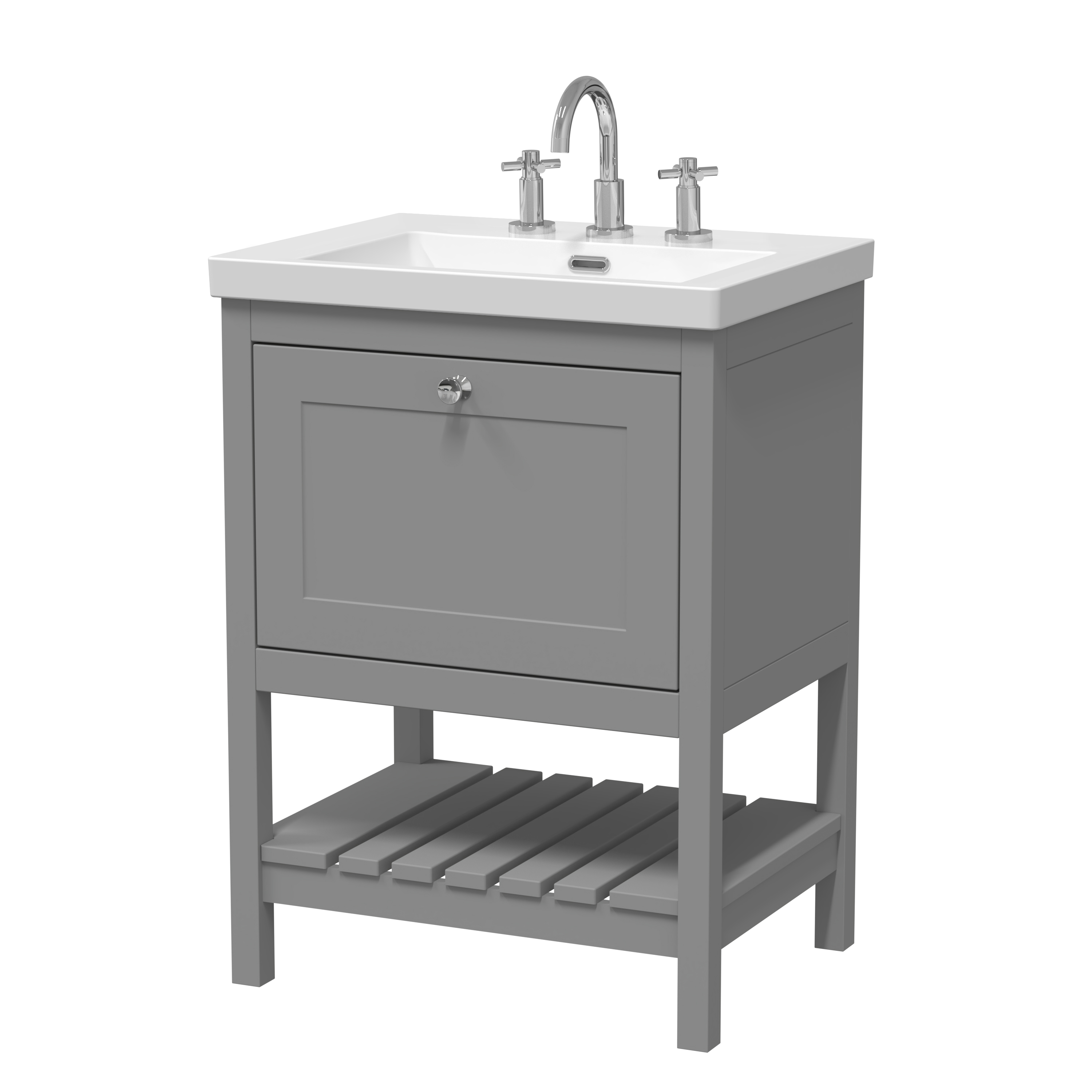 Hudson Reed Bexley Cool Grey 600mm Floor Standing Vanity Unit and Basin 3TH BEX225M