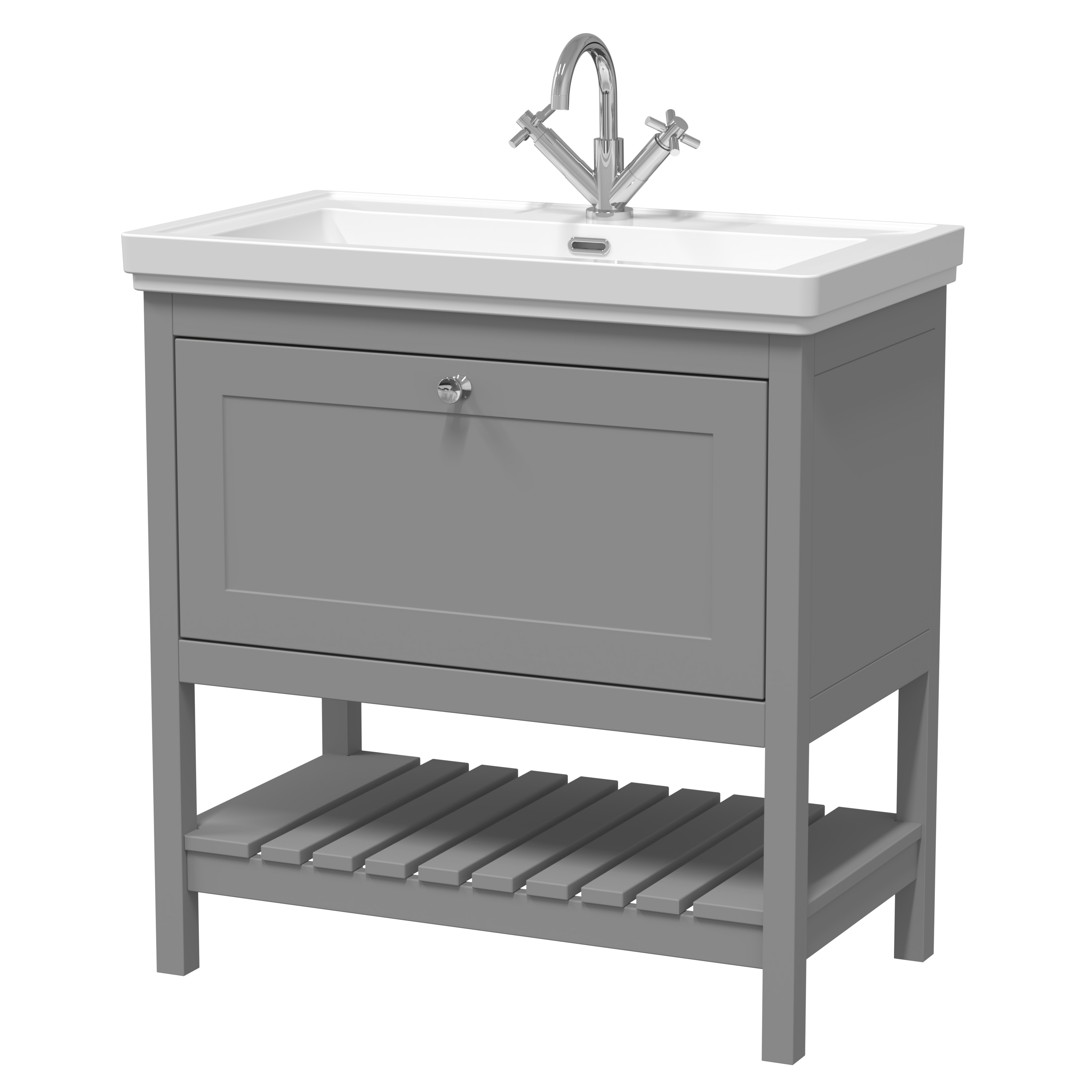 Hudson Reed Bexley Cool Grey 800mm Floor Standing Vanity Unit and Basin 1TH BEX227A