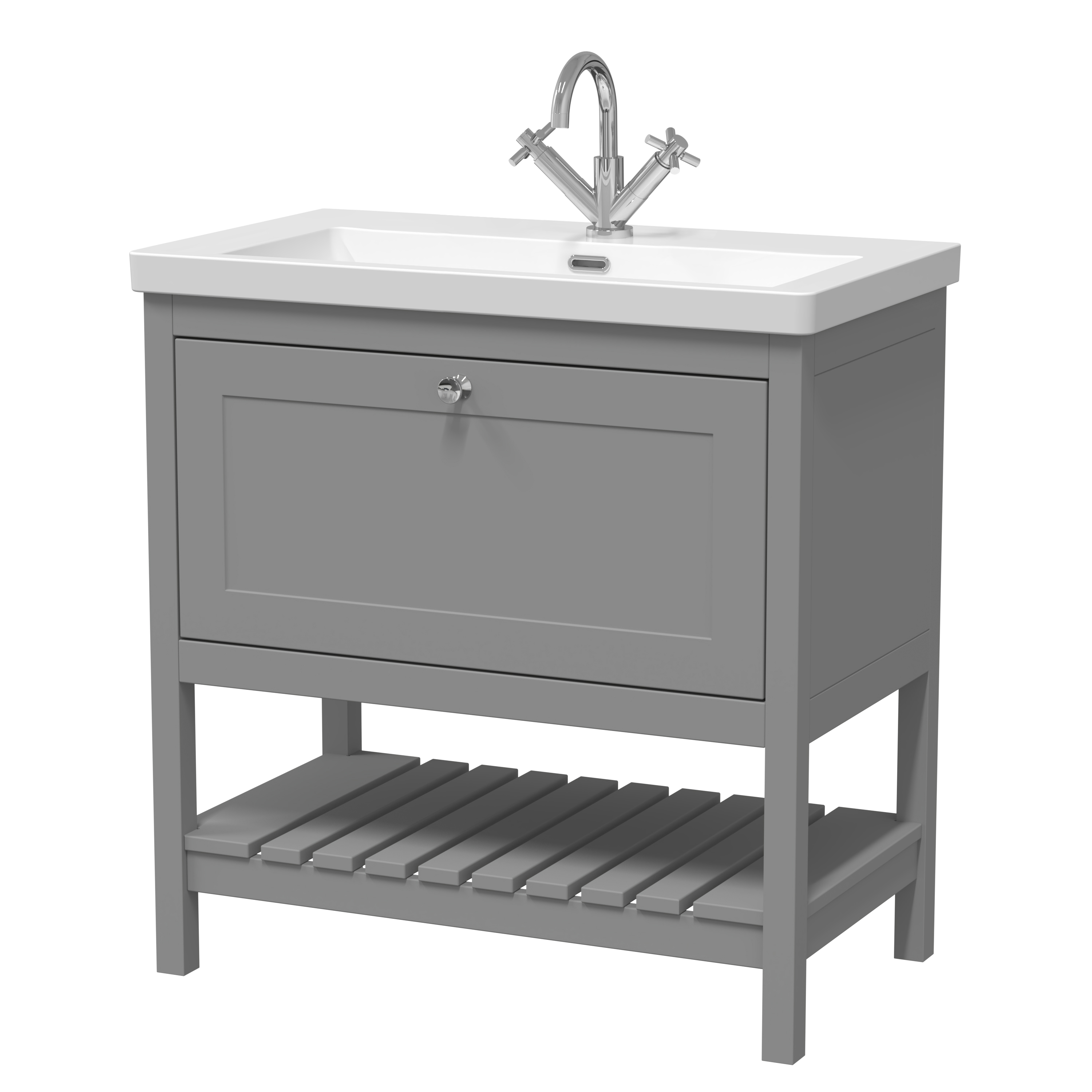 Hudson Reed Bexley Cool Grey 800mm Floor Standing Vanity Unit and Basin 1TH BEX227L