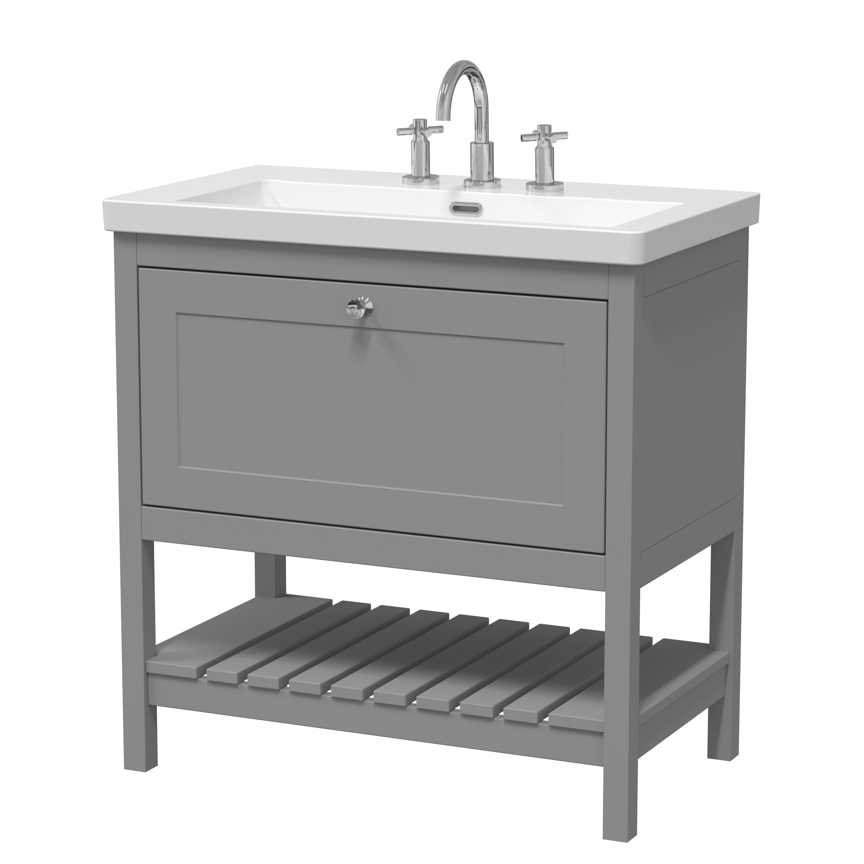 Hudson Reed Bexley Cool Grey 800mm Floor Standing Vanity Unit and Basin 3TH BEX227M