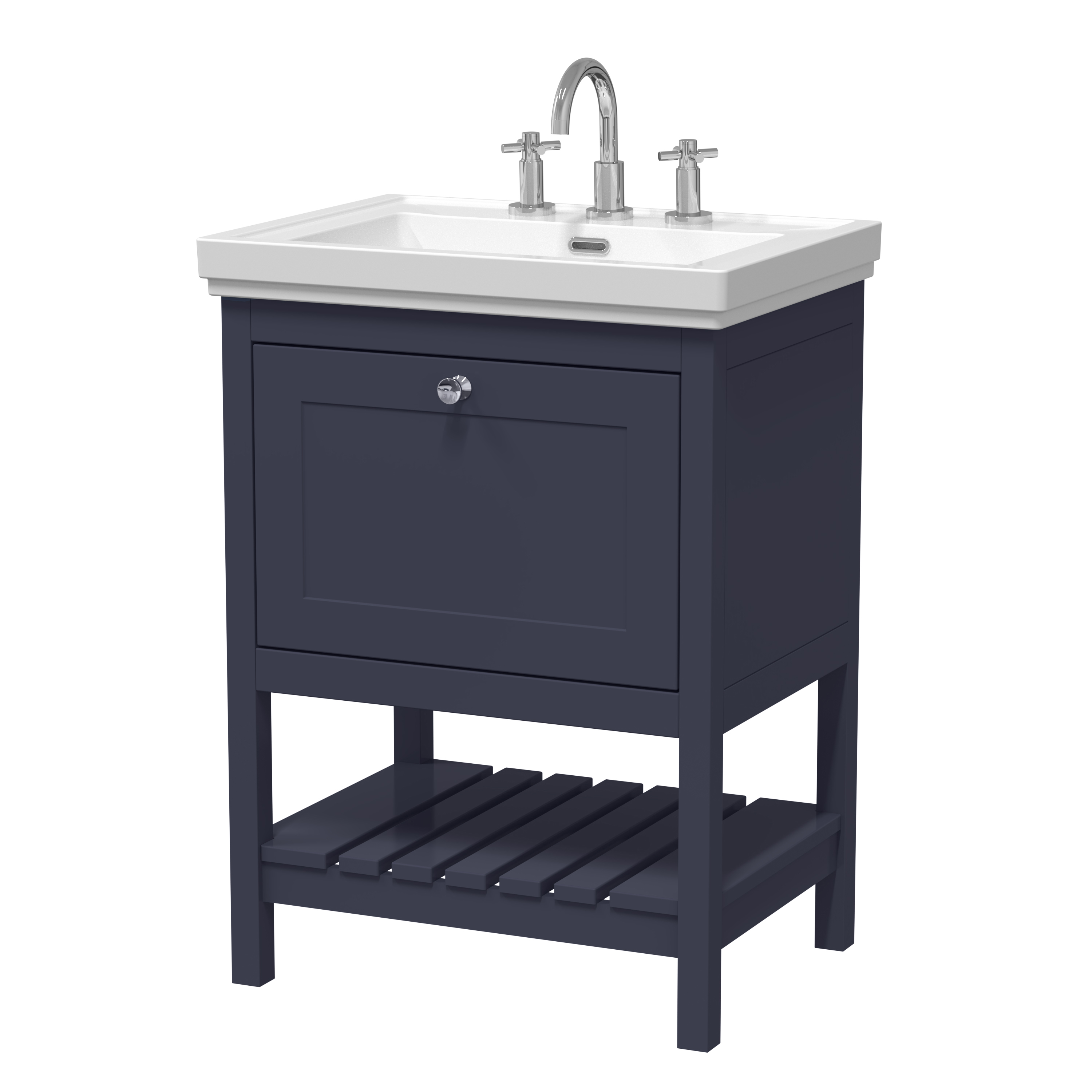 Hudson Reed Bexley Indigo Blue 600mm Floor Standing Vanity Unit and Basin 3TH BEX325B