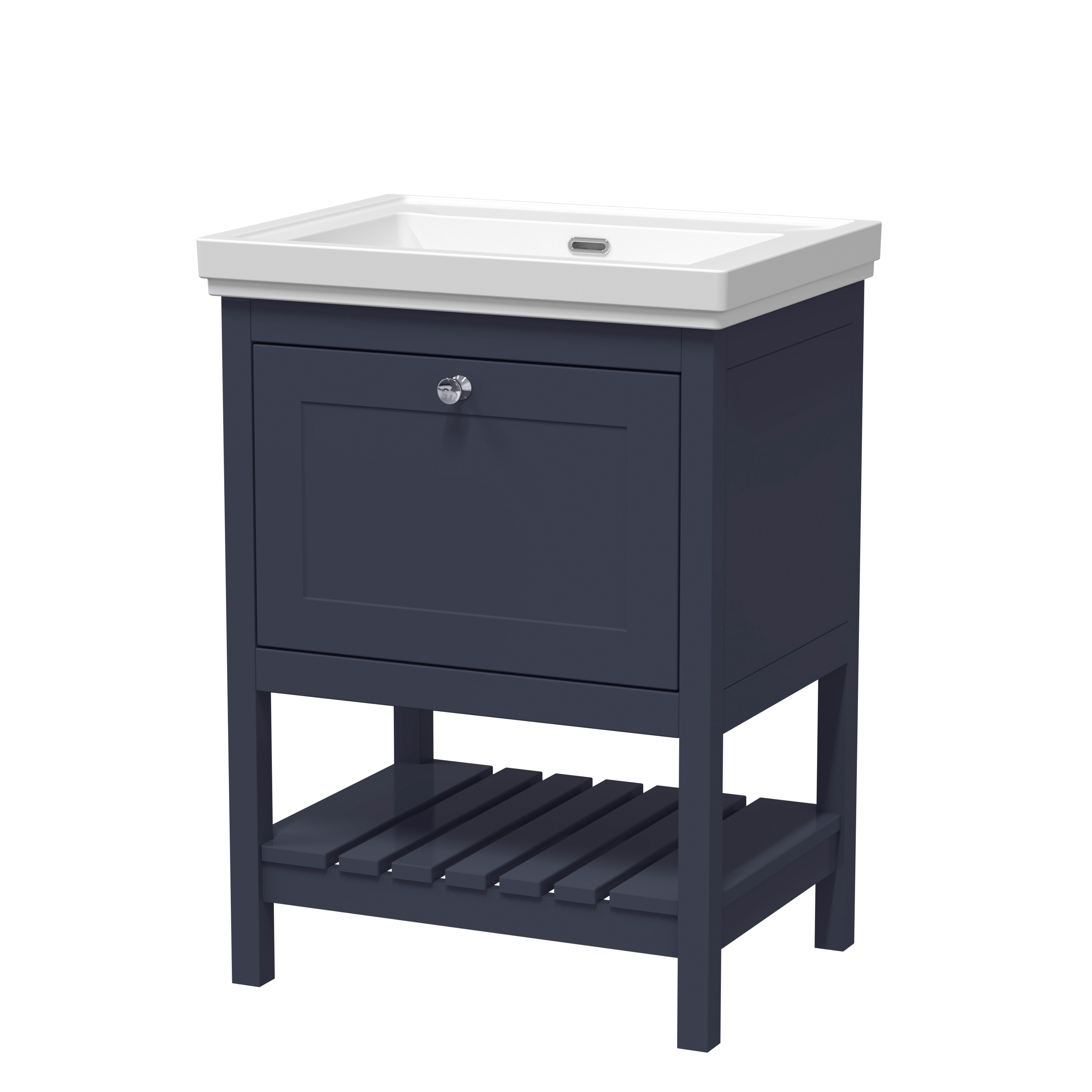 Hudson Reed Bexley Indigo Blue 600mm Floor Standing Vanity Unit and Basin 0TH BEX325H