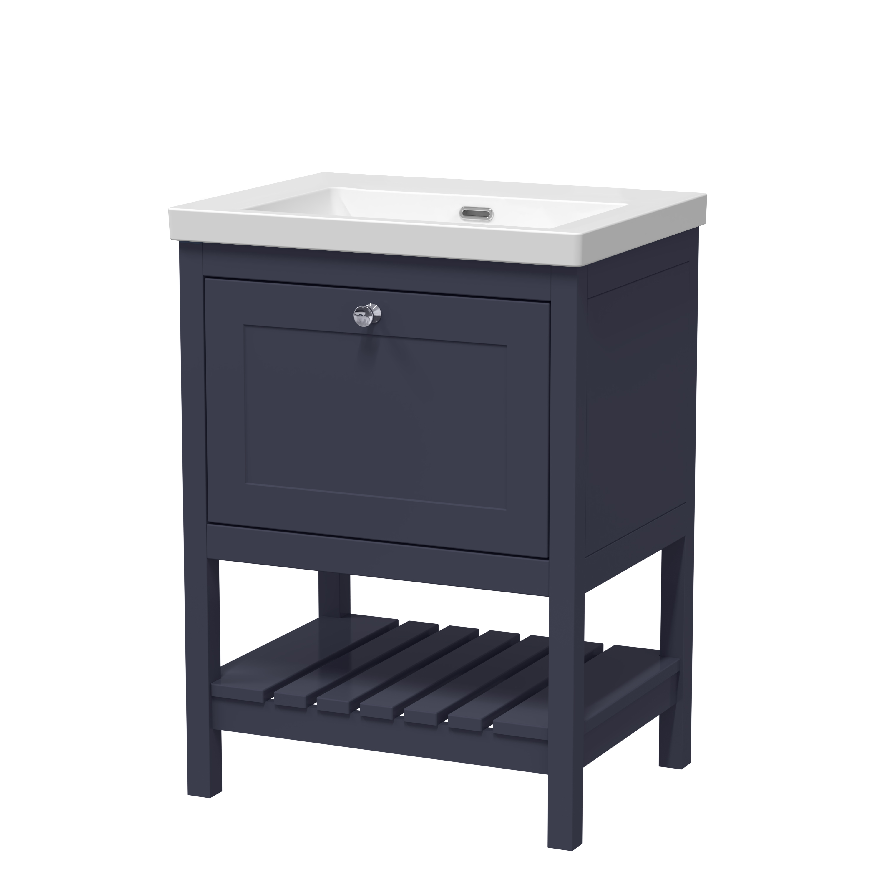 Hudson Reed Bexley Indigo Blue 600mm Floor Standing Drawer Contemporary Basin 0TH BEX325K