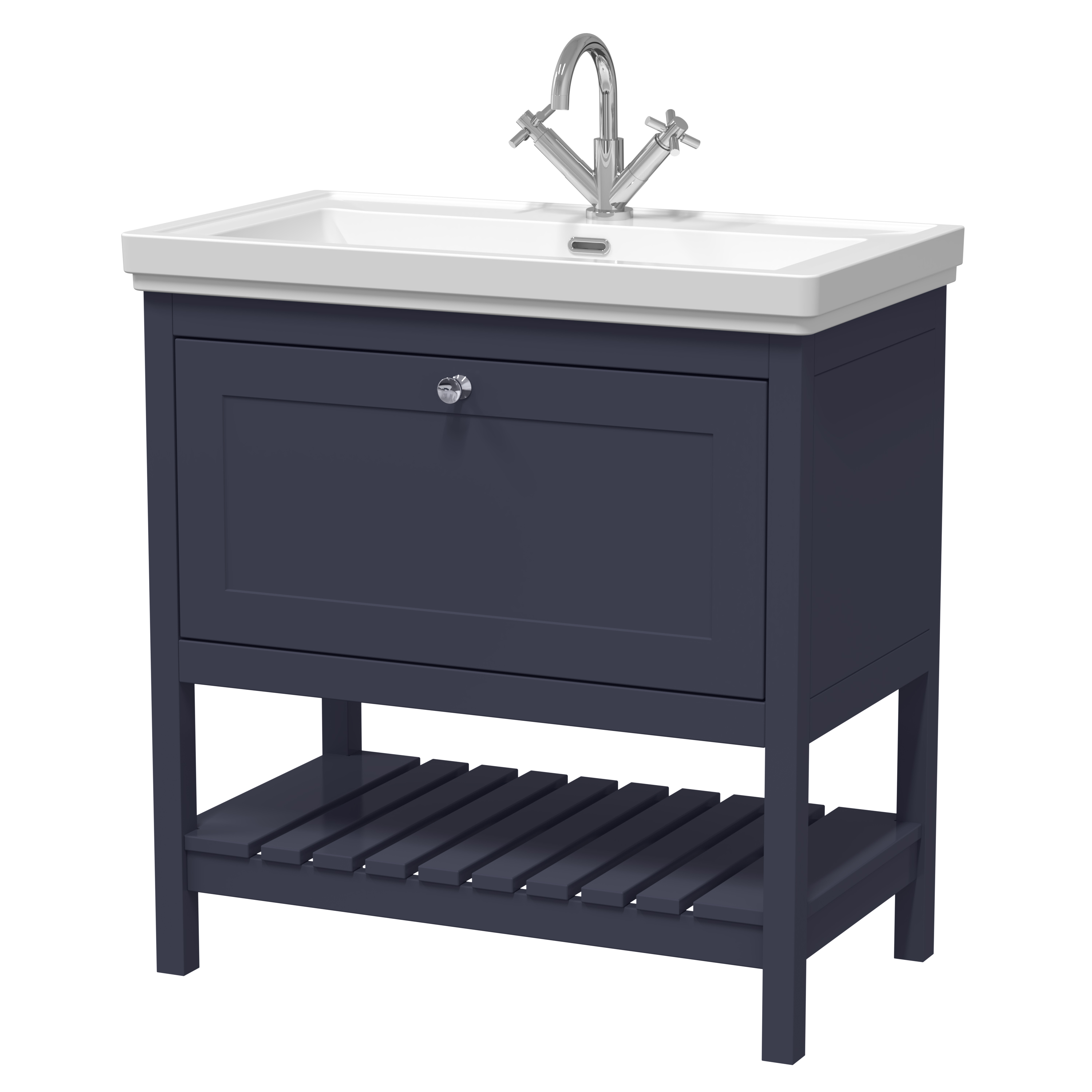 Hudson Reed Bexley Indigo Blue 800mm Floor Standing Vanity Unit and Basin 1TH BEX327A