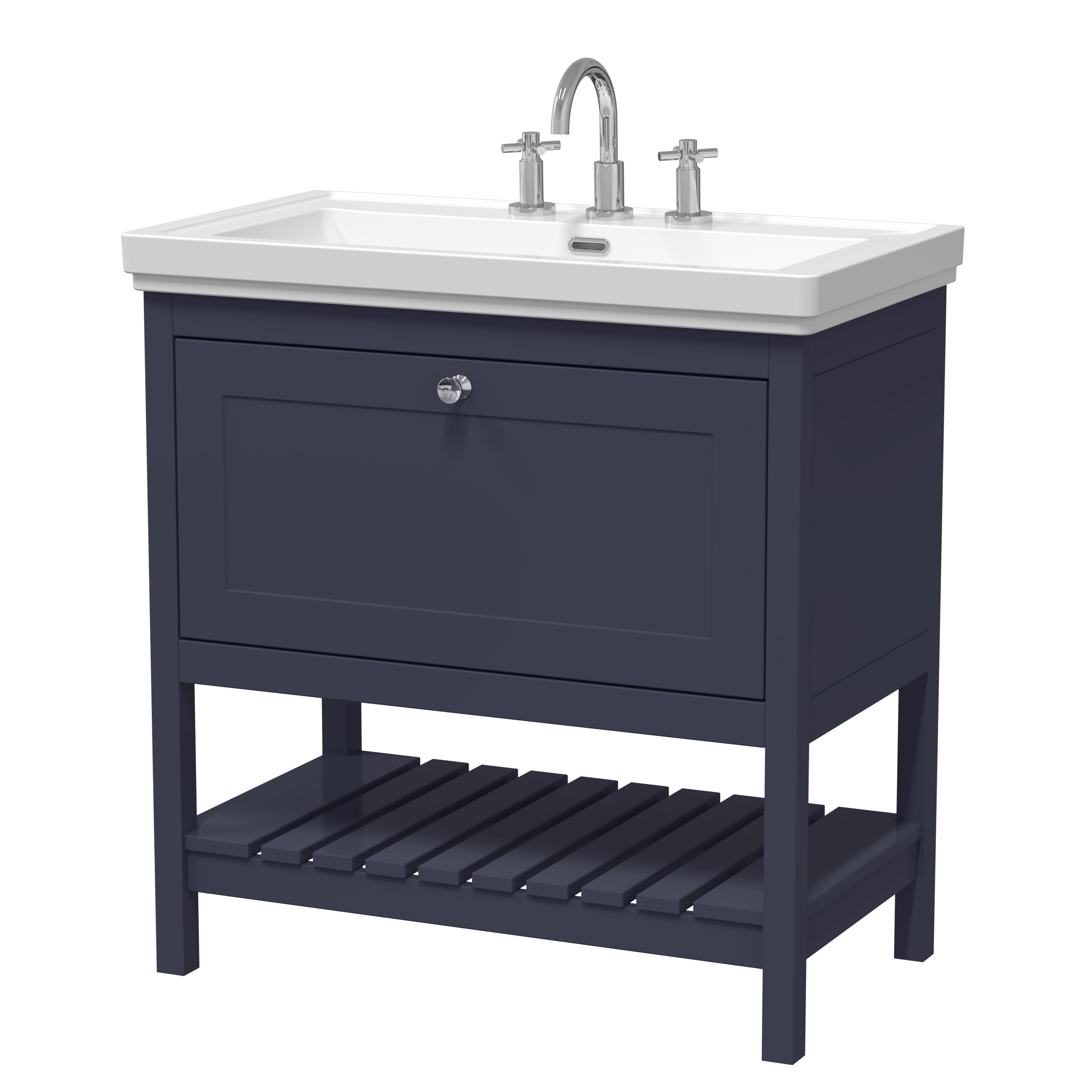 Hudson Reed Bexley Indigo Blue 800mm Floor Standing Vanity Unit and Basin 3TH BEX327B