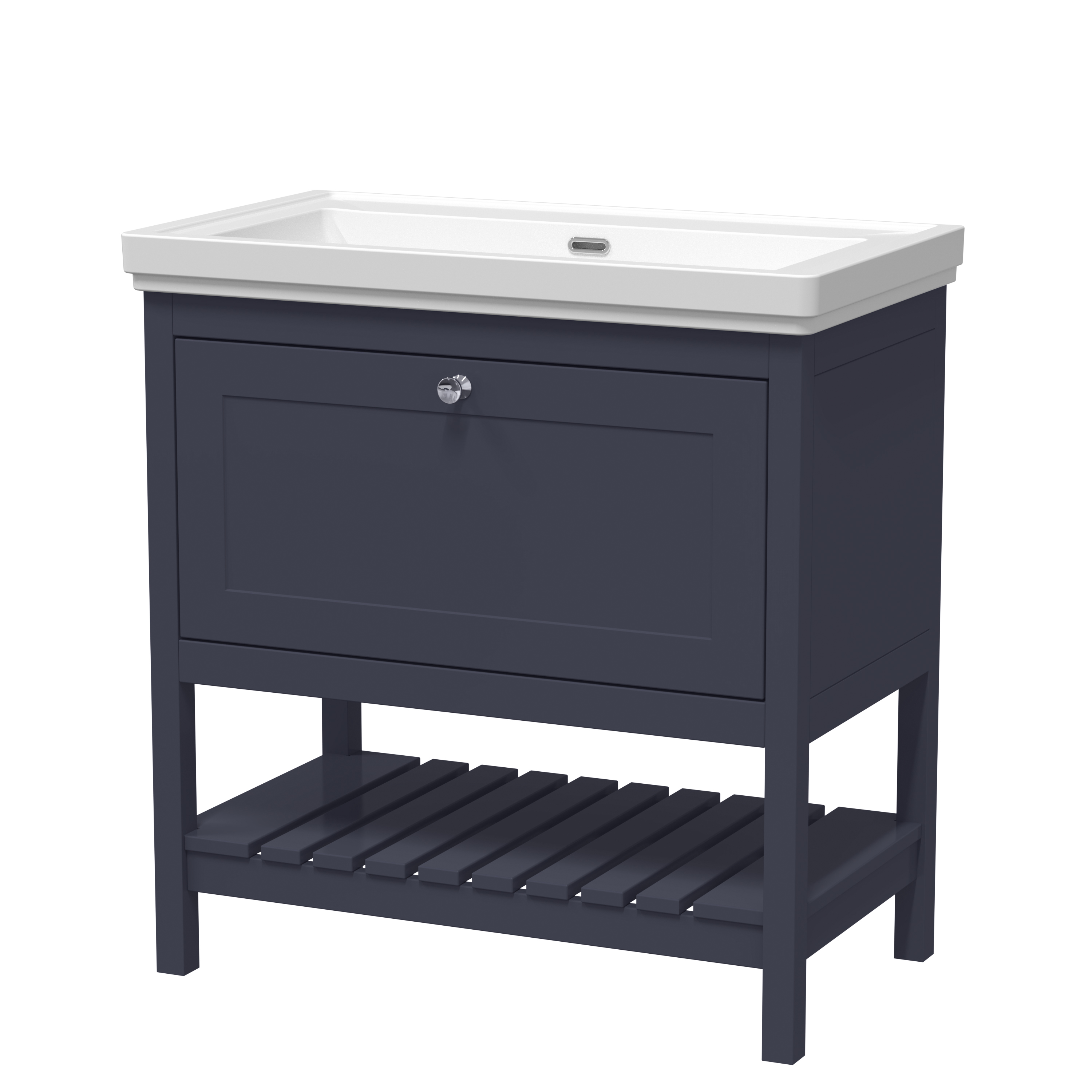 Hudson Reed Bexley Indigo Blue 800mm Floor Standing Vanity Unit and Basin 0TH BEX327H