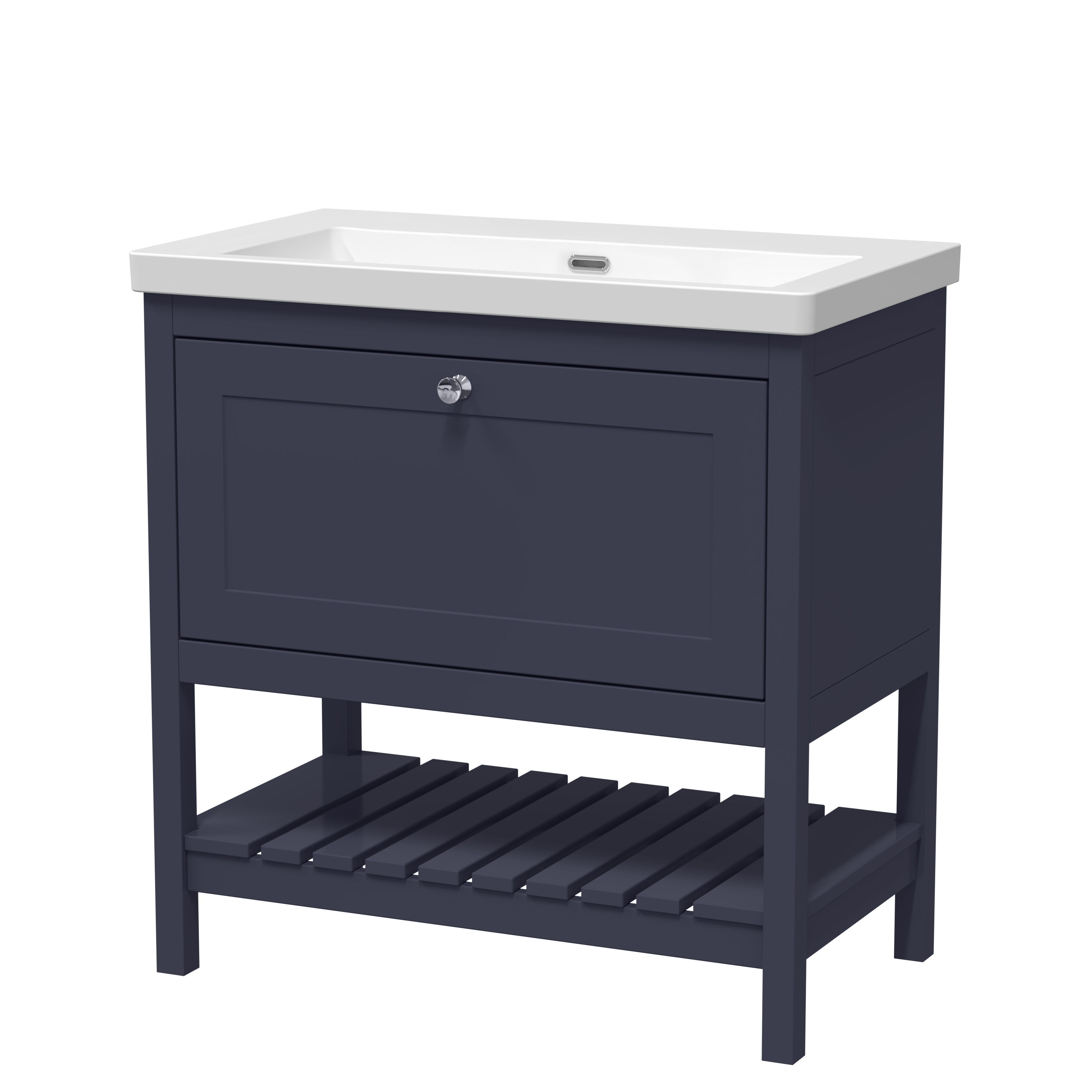 Hudson Reed Bexley Indigo Blue 800mm Floor Standing Drawer Contemporary Basin 0TH BEX327K