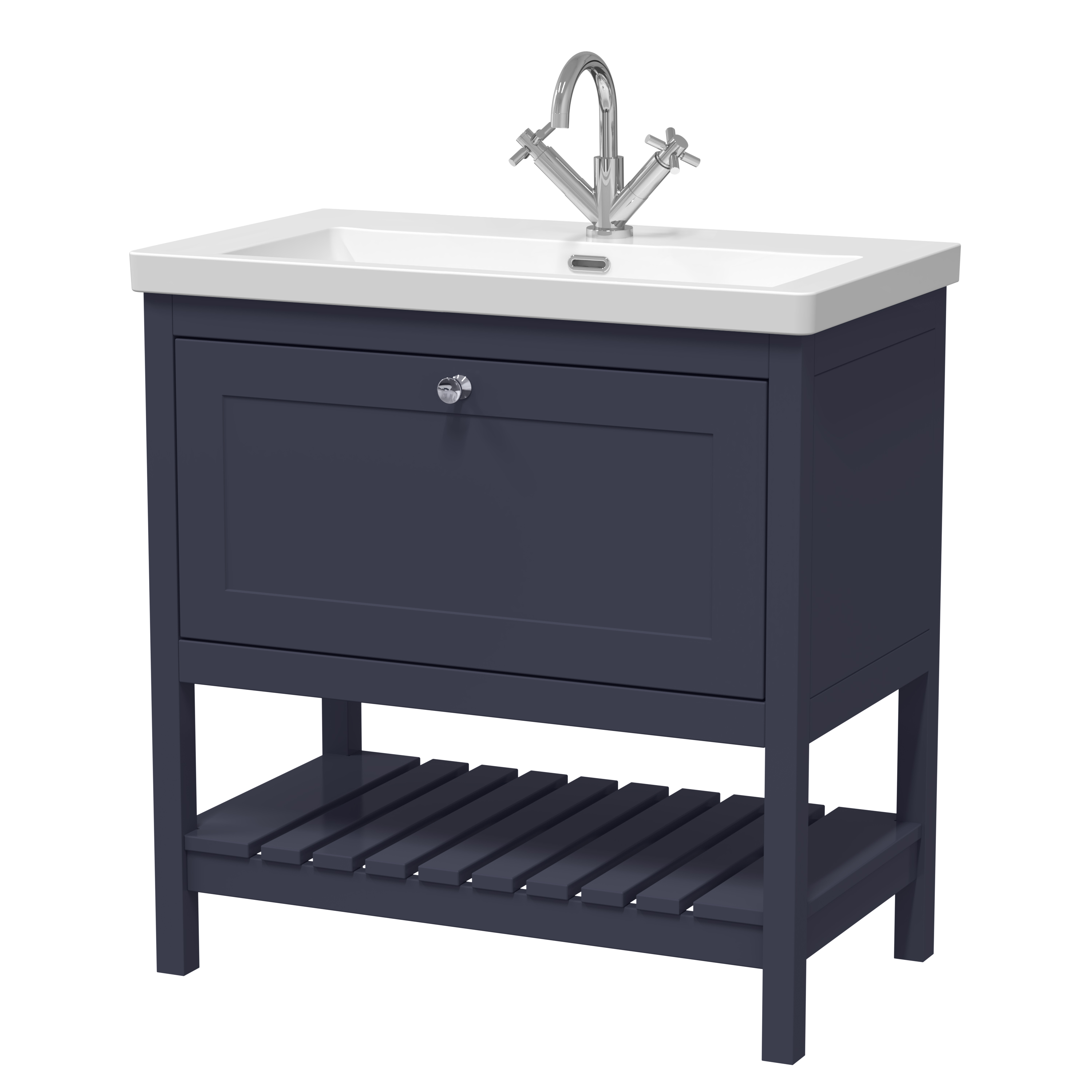 Hudson Reed Bexley Indigo Blue 800mm Floor Standing Vanity Unit and Basin 1TH BEX327L