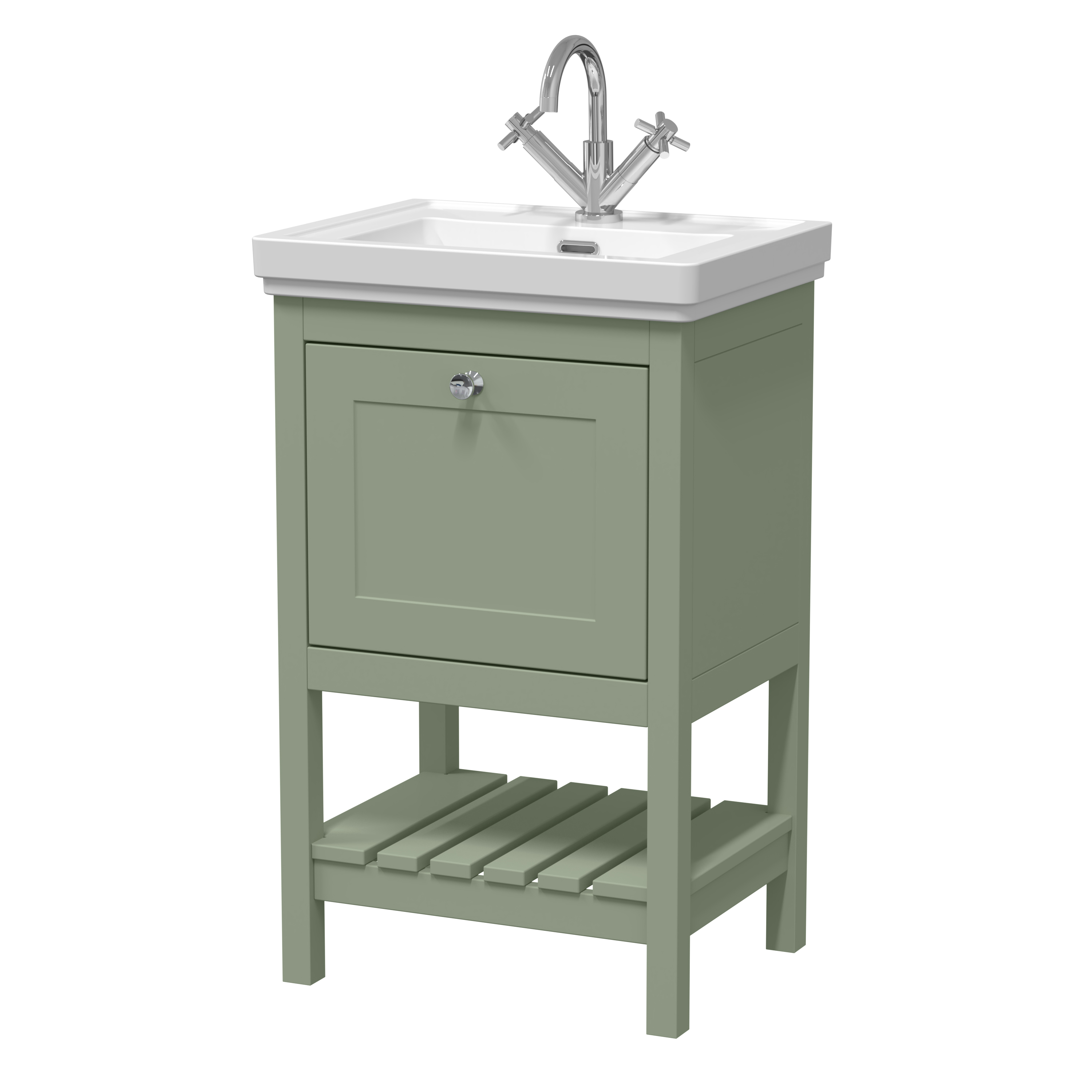 Hudson Reed Bexley Fern Green 500mm Floor Standing Vanity Unit and Basin 1TH BEX823A