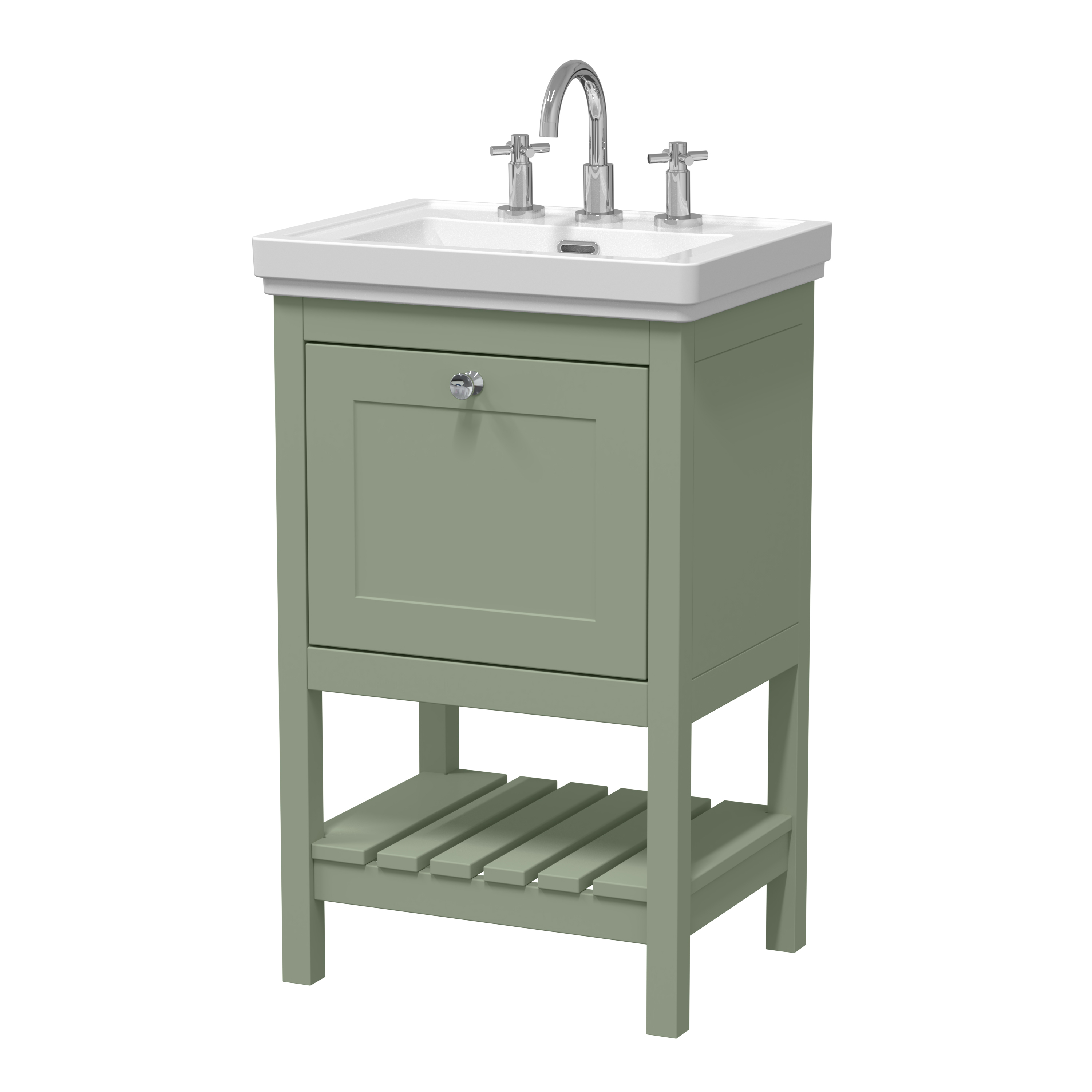 Hudson Reed Bexley Fern Green 500mm Floor Standing Vanity Unit and Basin 3TH BEX823B