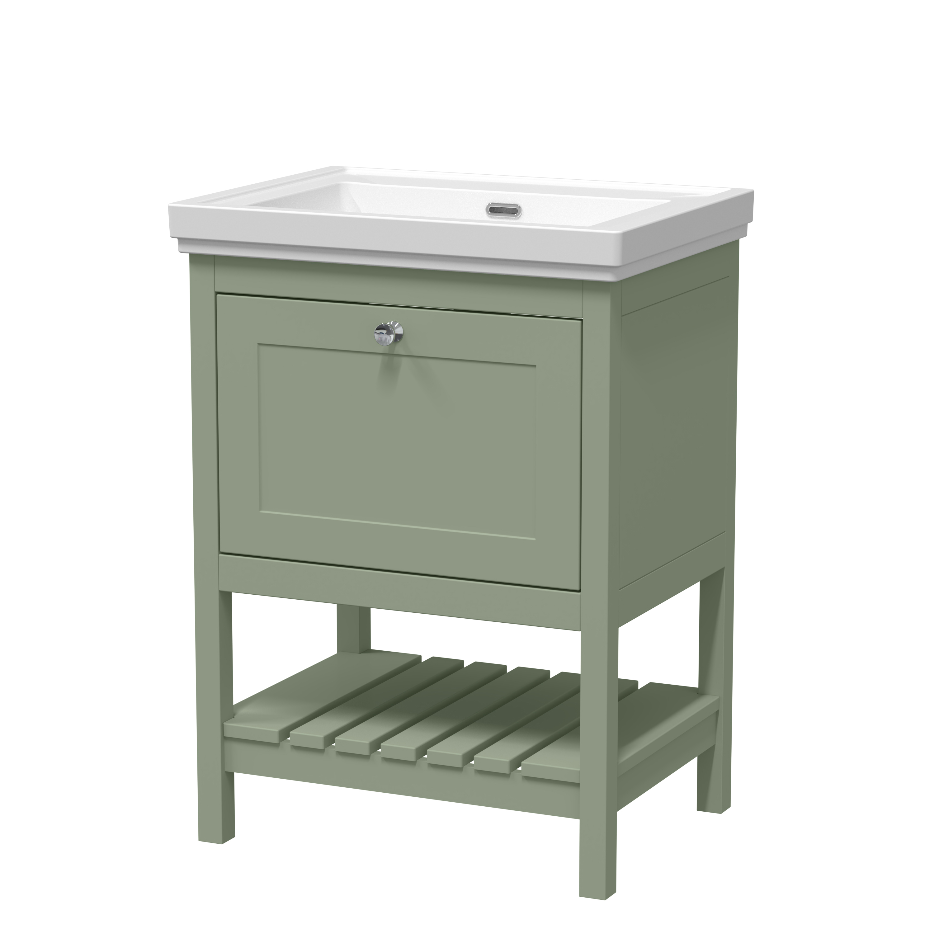 Hudson Reed Bexley Fern Green 600mm Floor Standing Vanity Unit and Basin 0TH BEX825H