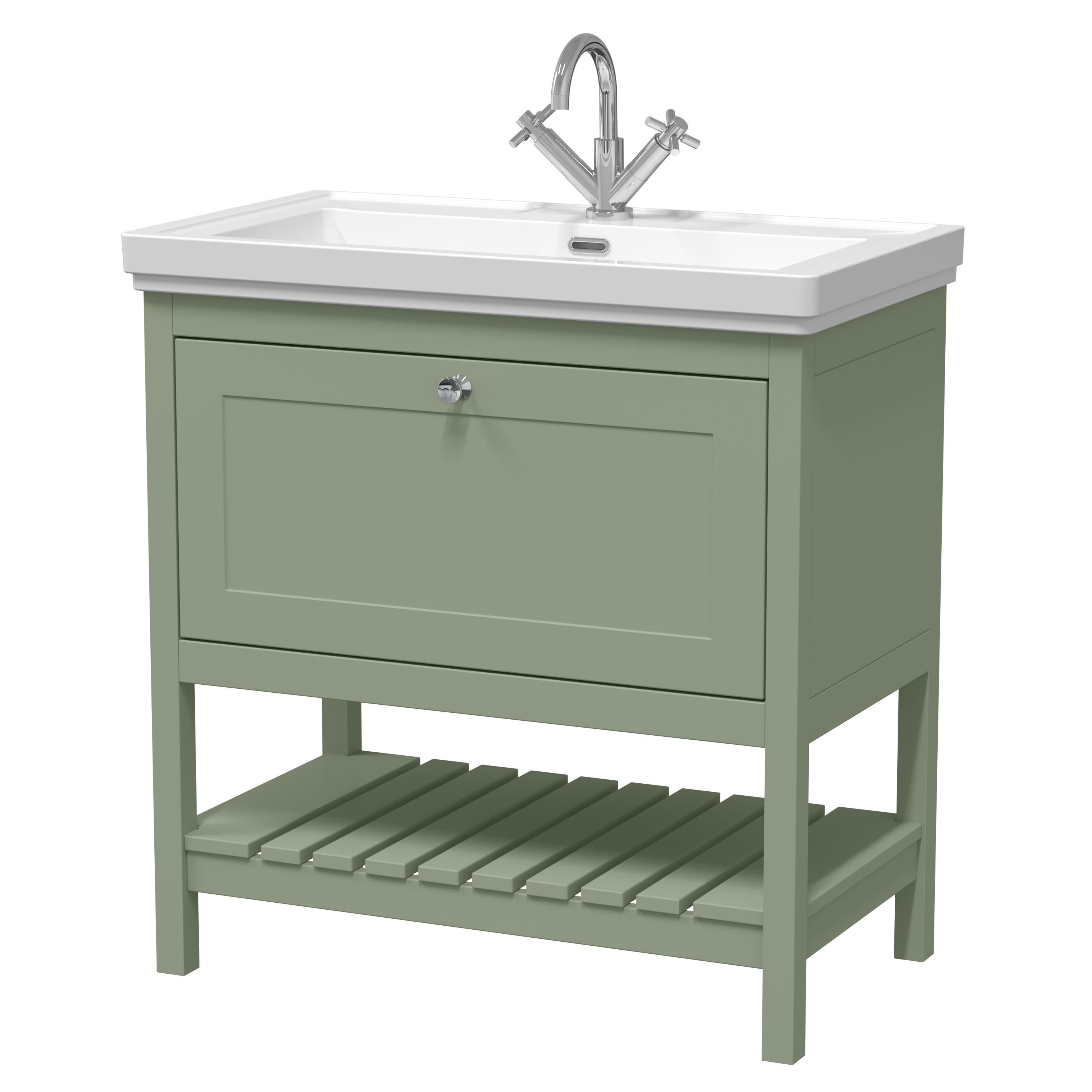 Hudson Reed Bexley Fern Green 800mm Floor Standing Vanity Unit and Basin 1TH BEX827A