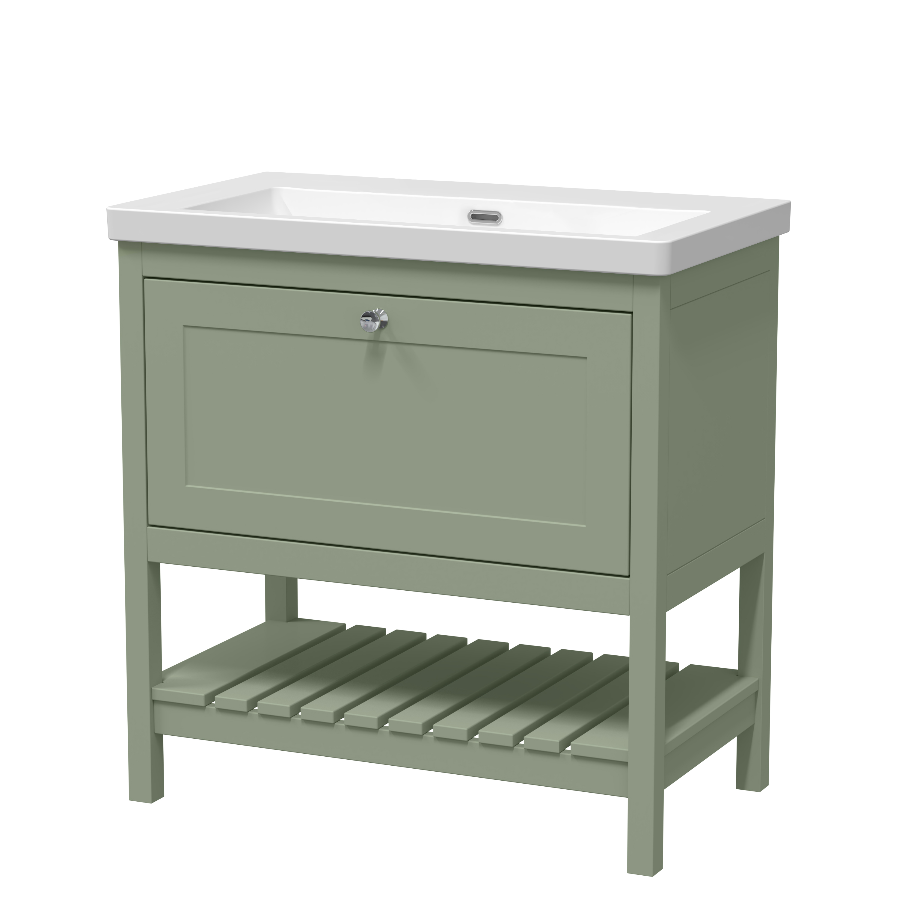 Hudson Reed Bexley Fern Green 800mm Floor Standing Drawer Contemporary Basin 0TH BEX827K