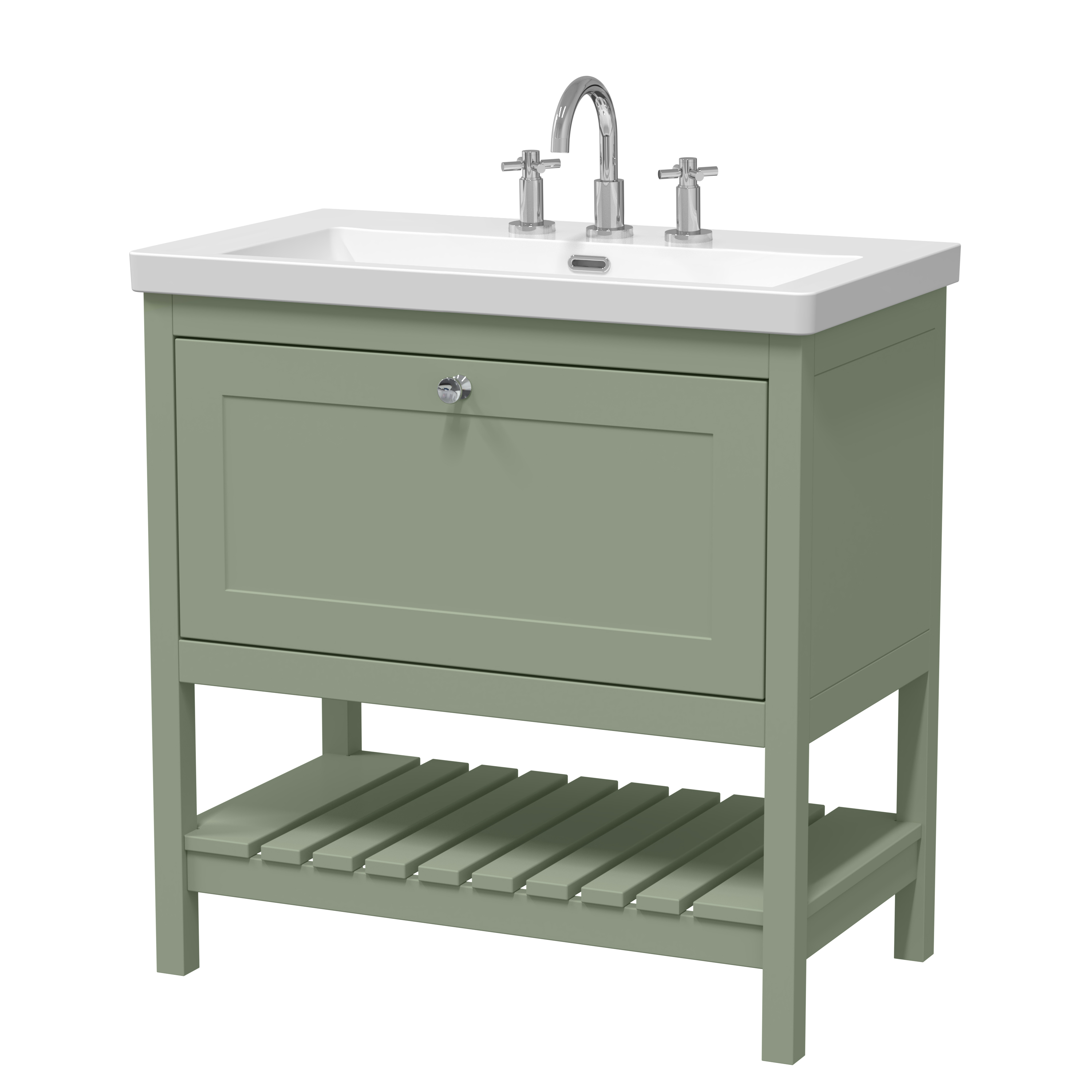 Hudson Reed Bexley Fern Green 800mm Floor Standing Vanity Unit and Basin 3TH BEX827M